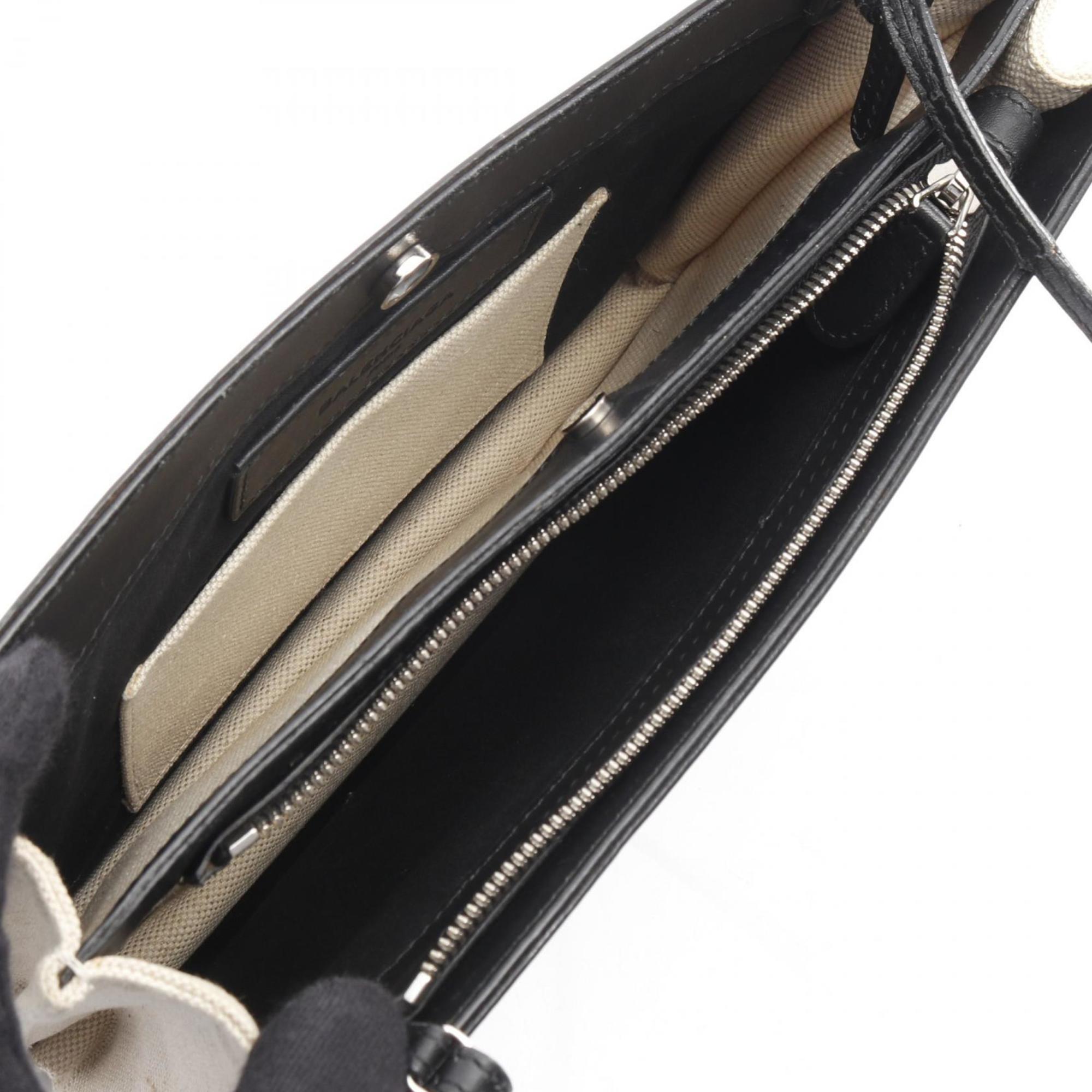 Balenciaga Navy Pochette Black Ivory Canvas Pochette Shoulder Bag (Pre-Owned)