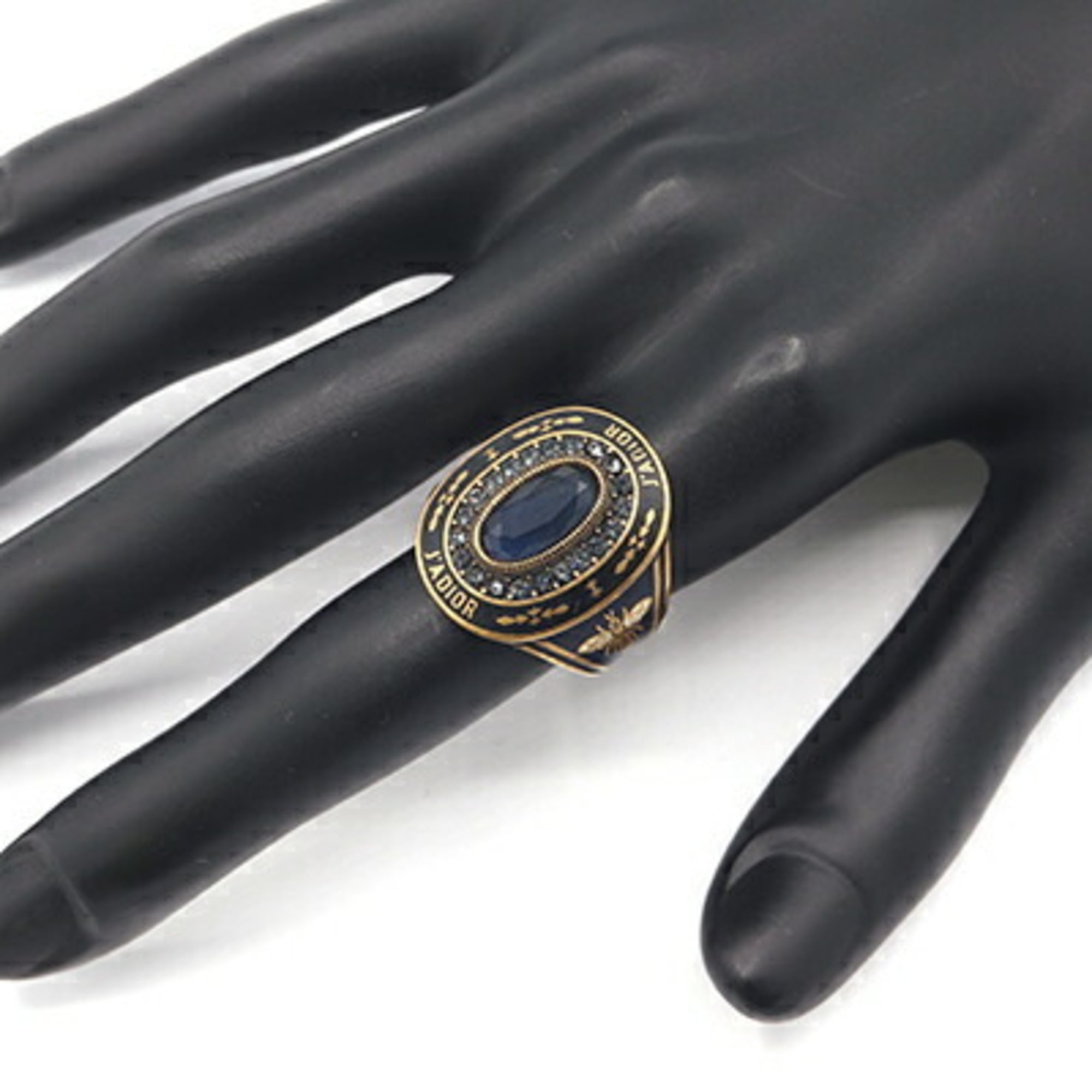 Christian Dior Black Navy Metal Band Ring (Pre-Owned)