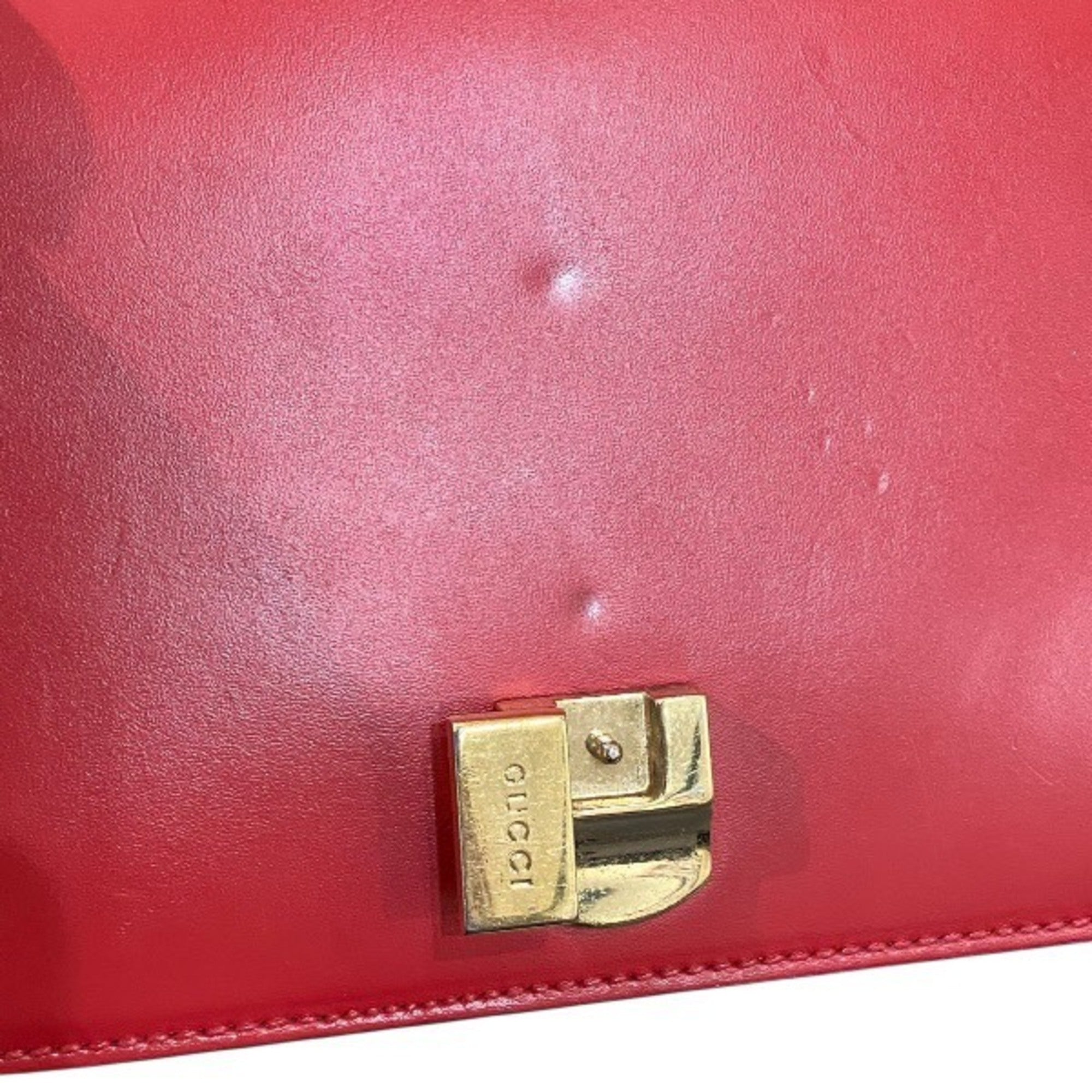 Gucci Sherry Line Red Color Leather Handbag Shoulder Bag (Pre-Owned)