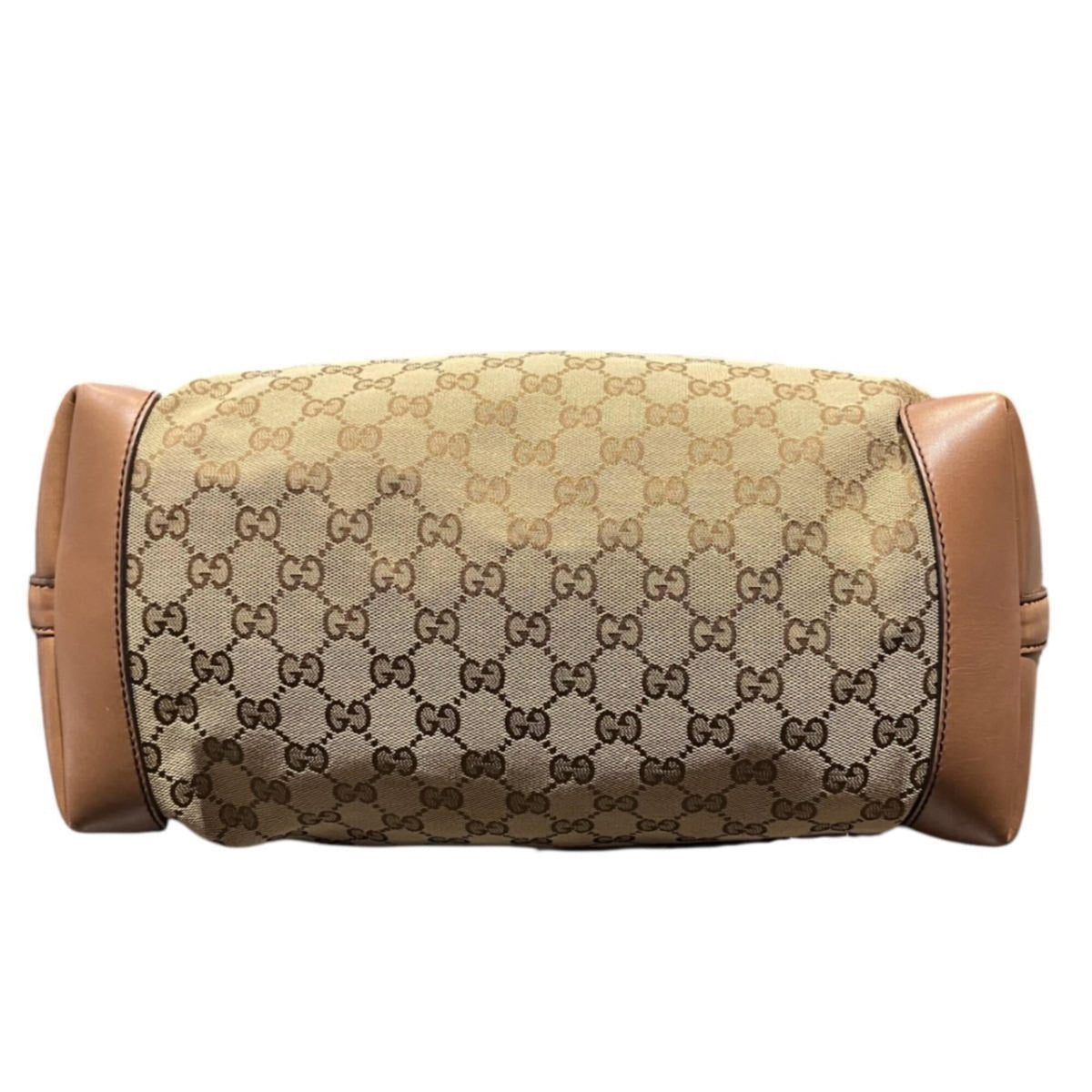 Gucci Beige Brown Canvas Leather Tote Bag (Pre-Owned)