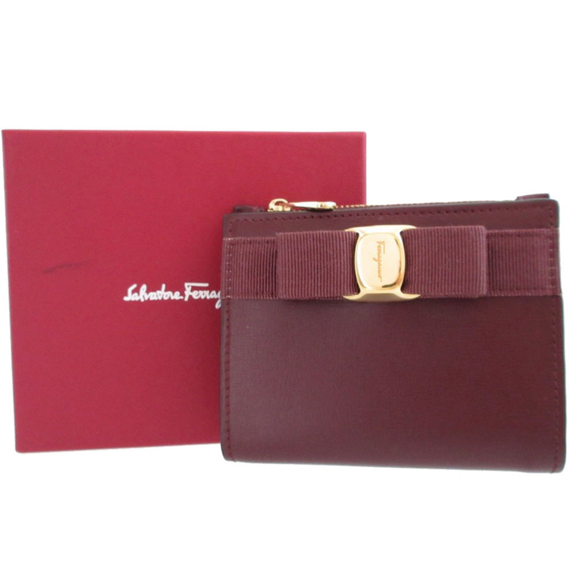 Salvatore Ferragamo Bordeaux Leather Wallet (Bi-Fold) (Pre-Owned)