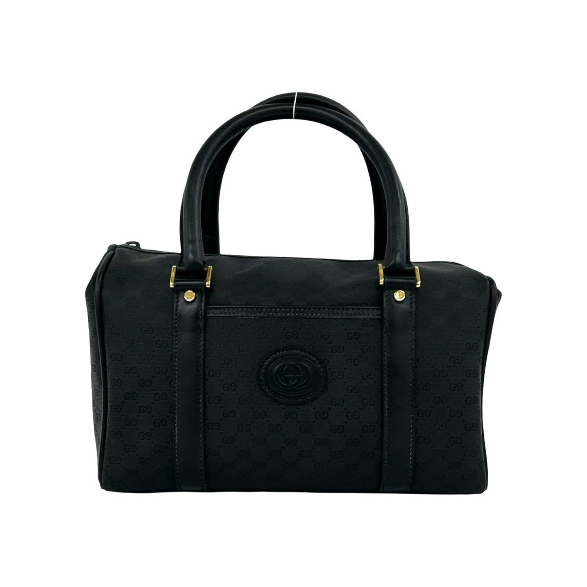 Gucci Black Pvc Leather Boston Bag Handbag (Pre-Owned)