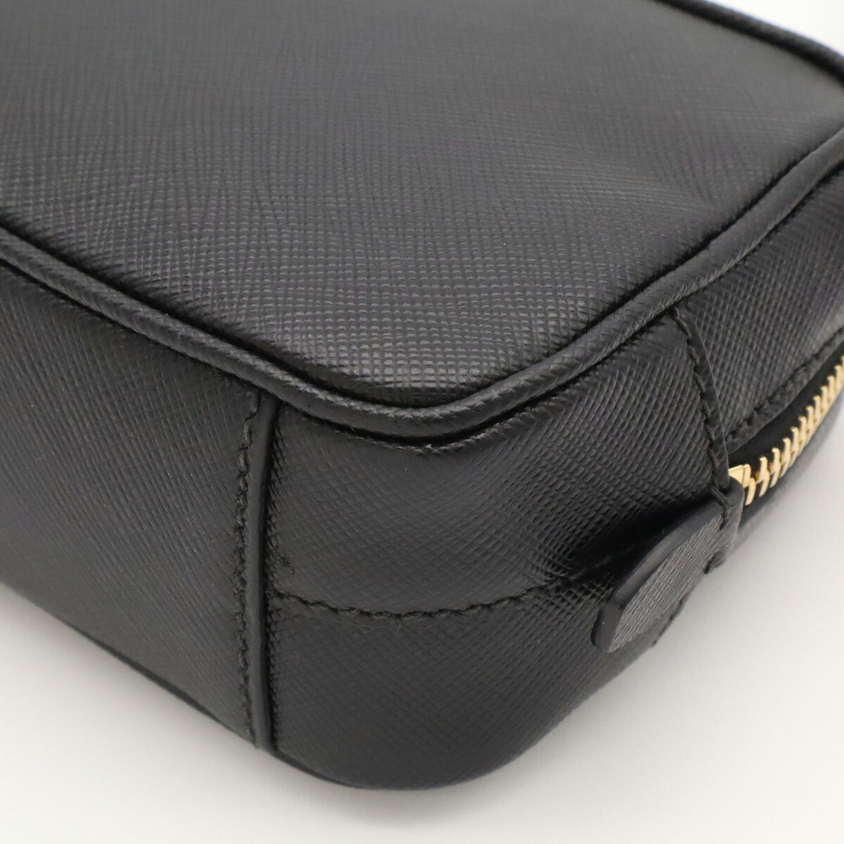 Prada Black Nero Leather Handbag Pochette Pouch Shoulder Bag (Pre-Owned)