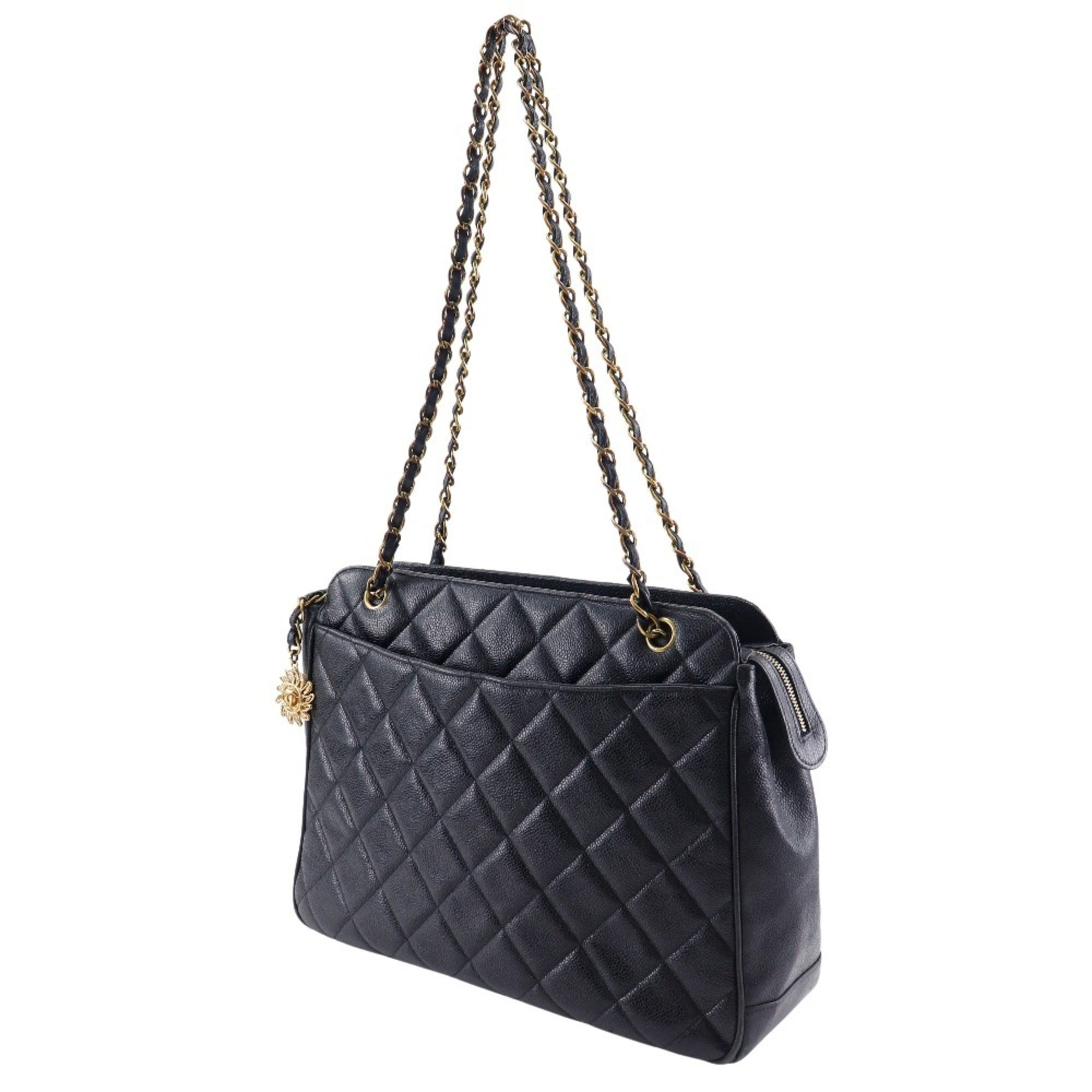 Chanel Black Caviar Leather Shoulder Bag (Pre-Owned)