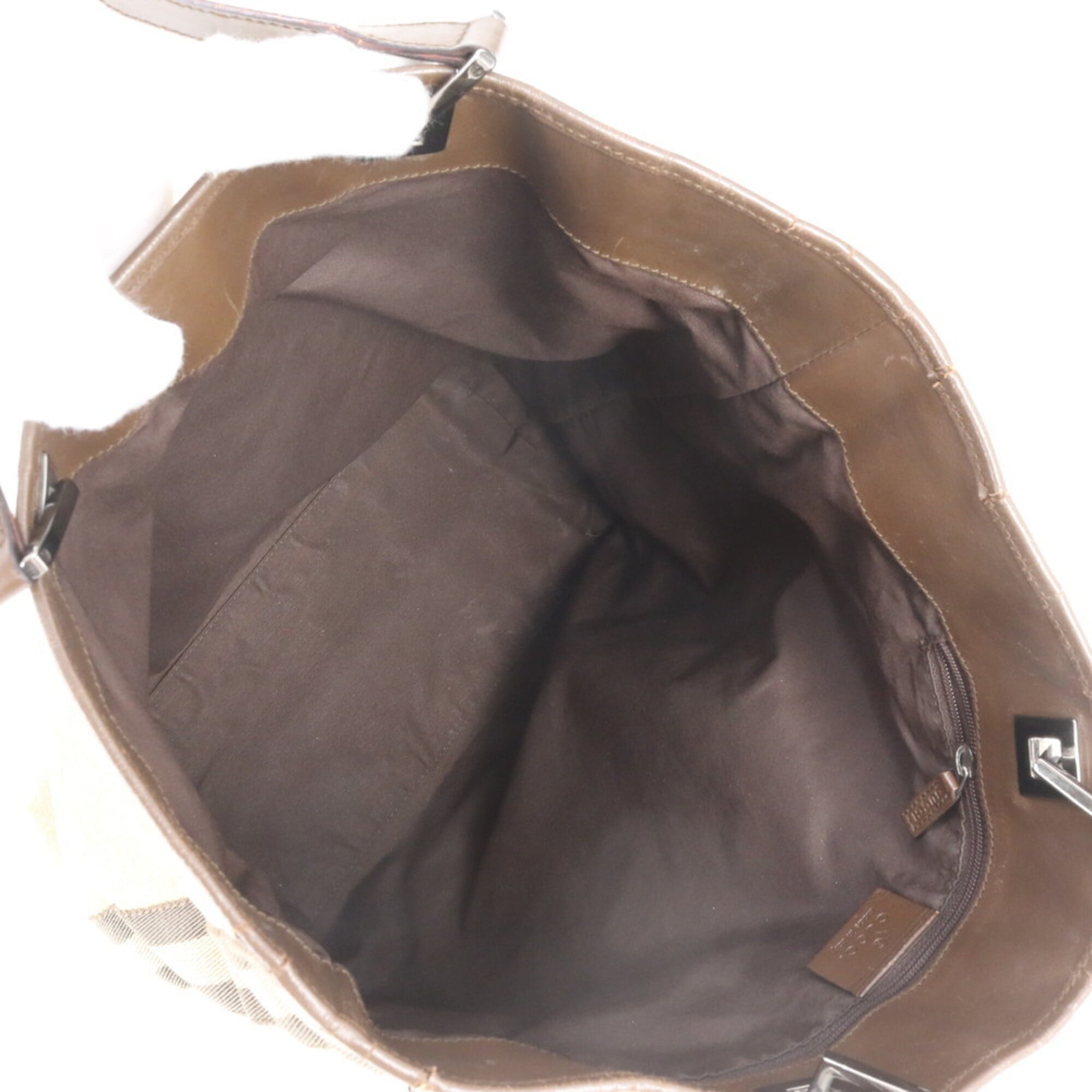 Gucci Gg Canvas Beige Gg Canvas Leather Shoulder Bag Tote Bag (Pre-Owned)