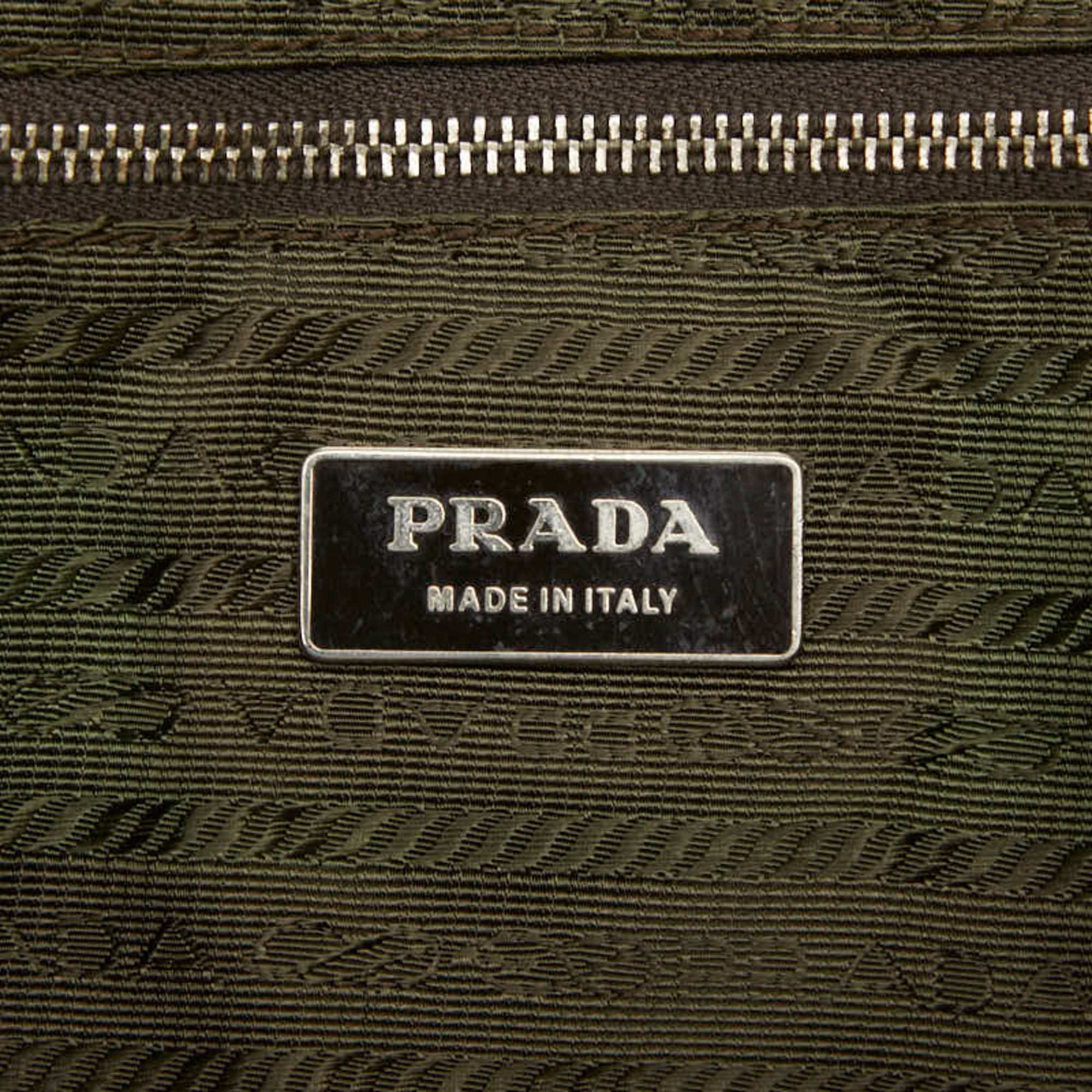 Prada Beige Yellow Canvas Leather Shoulder Bag Tote Bag (Pre-Owned)