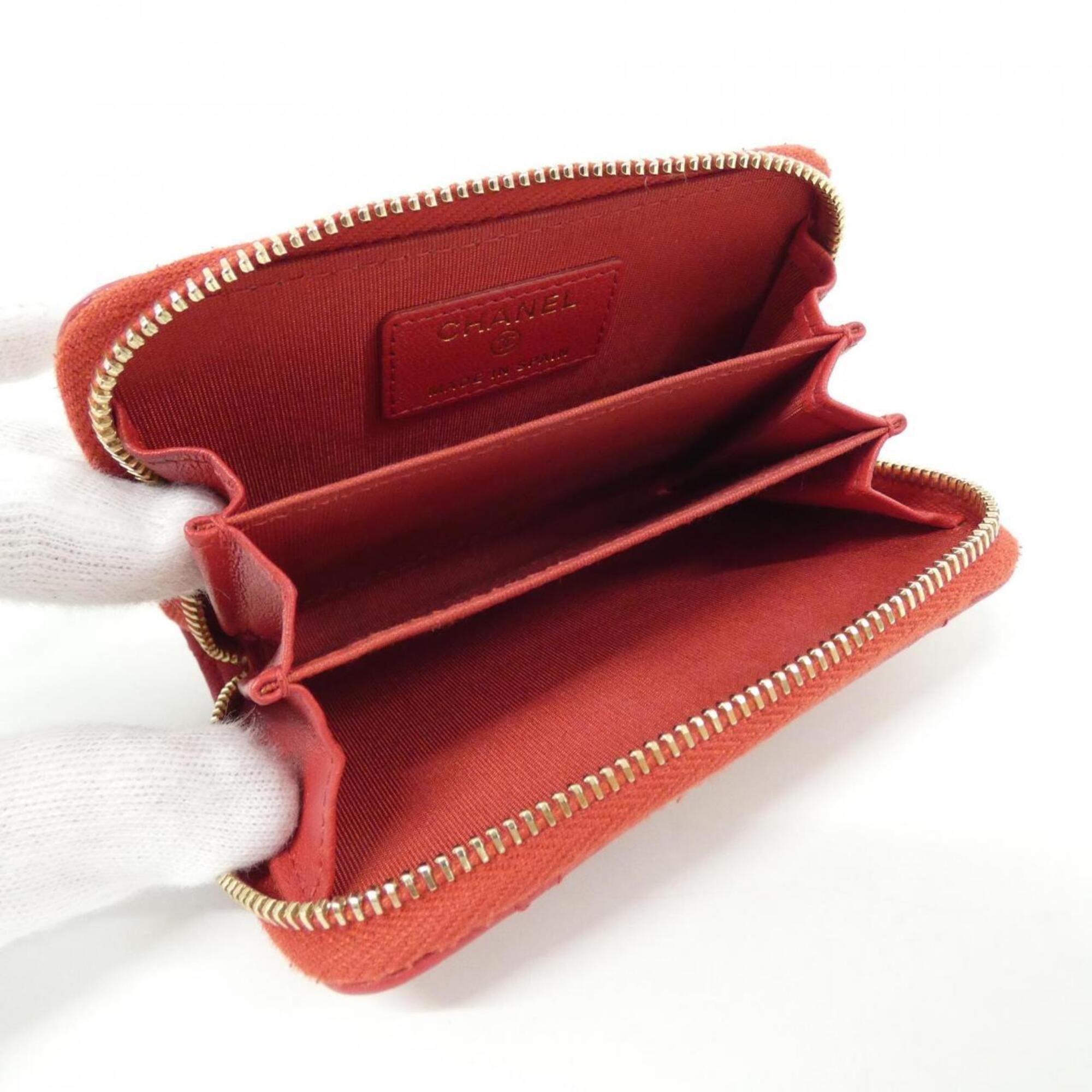 Chanel Red Color Leather Coin Purse/Coin Case (Pre-Owned)