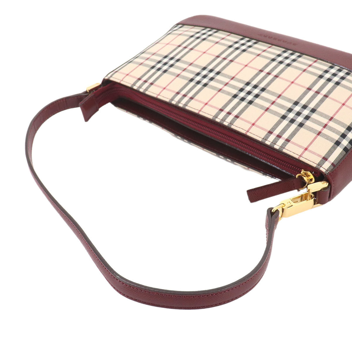 Burberry Beige Bordeaux Canvas Leather Shoulder Bag (Pre-Owned)