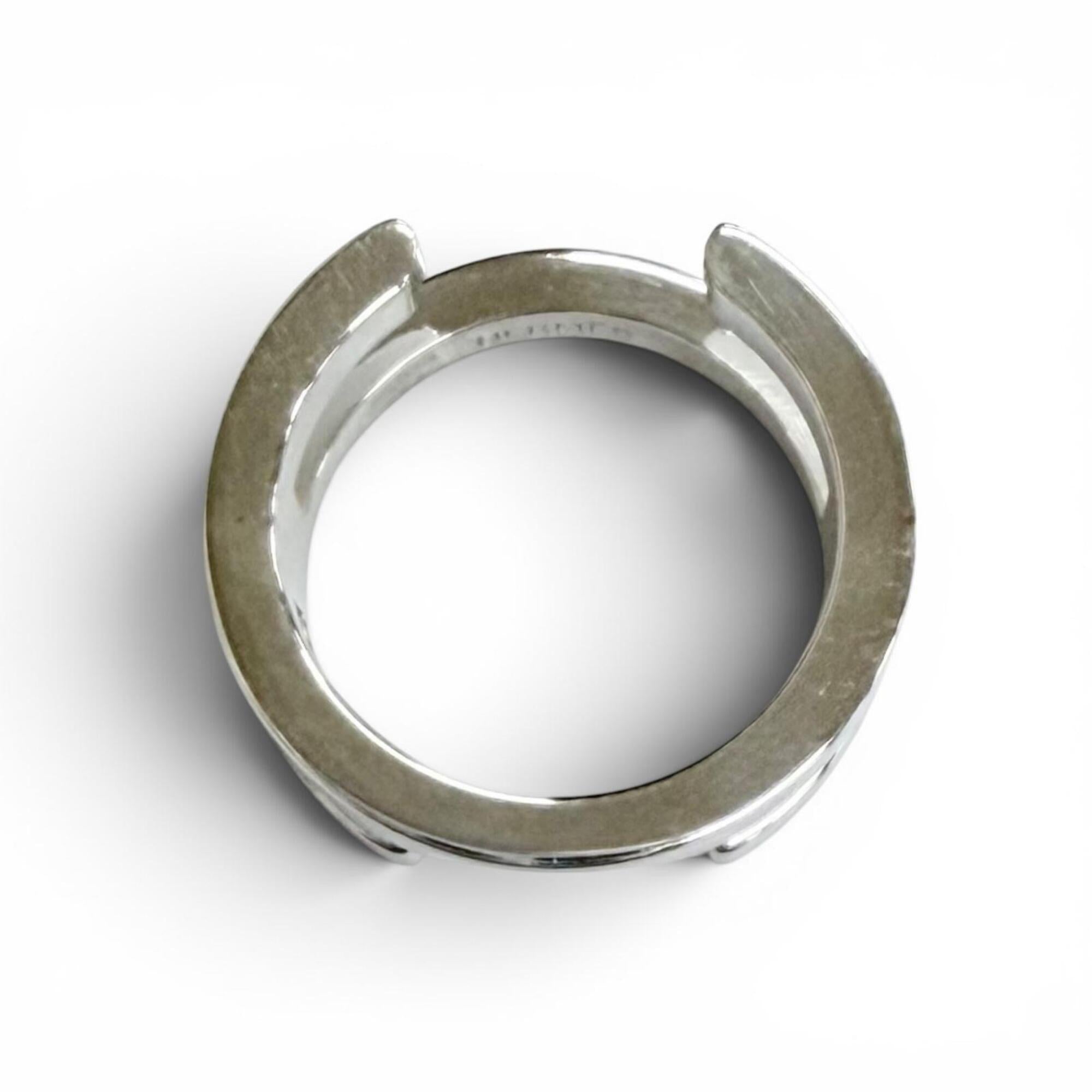 Hermes Silver Silver 925 Band Ring (Pre-Owned)