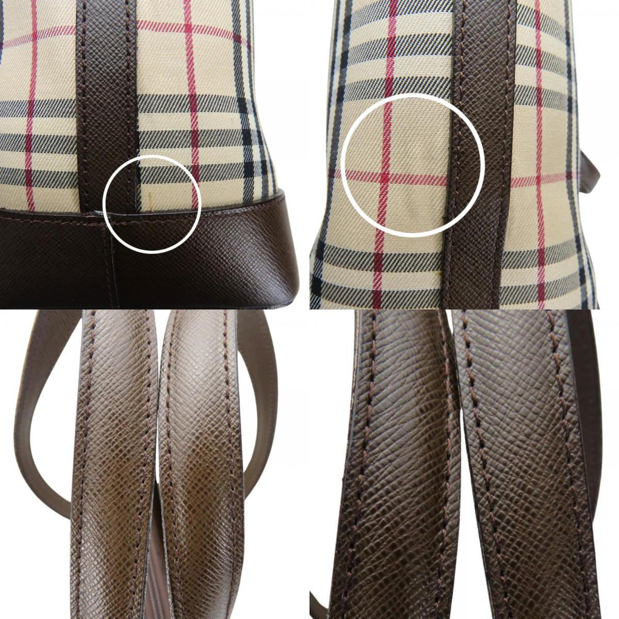 Burberry Beige Brown Canvas Leather Tote Bag (Pre-Owned)
