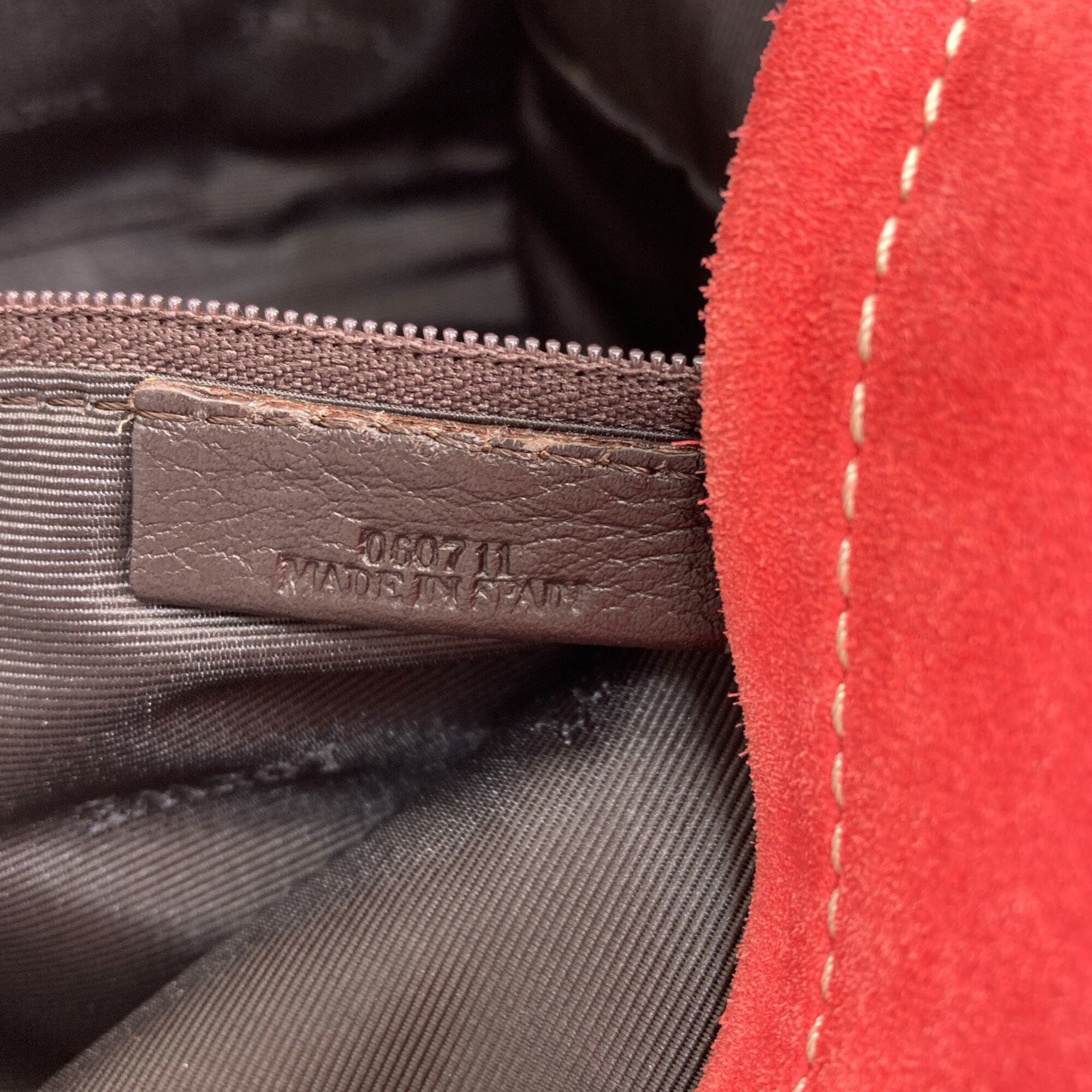 Loewe Red Color Suede Handbag (Pre-Owned)