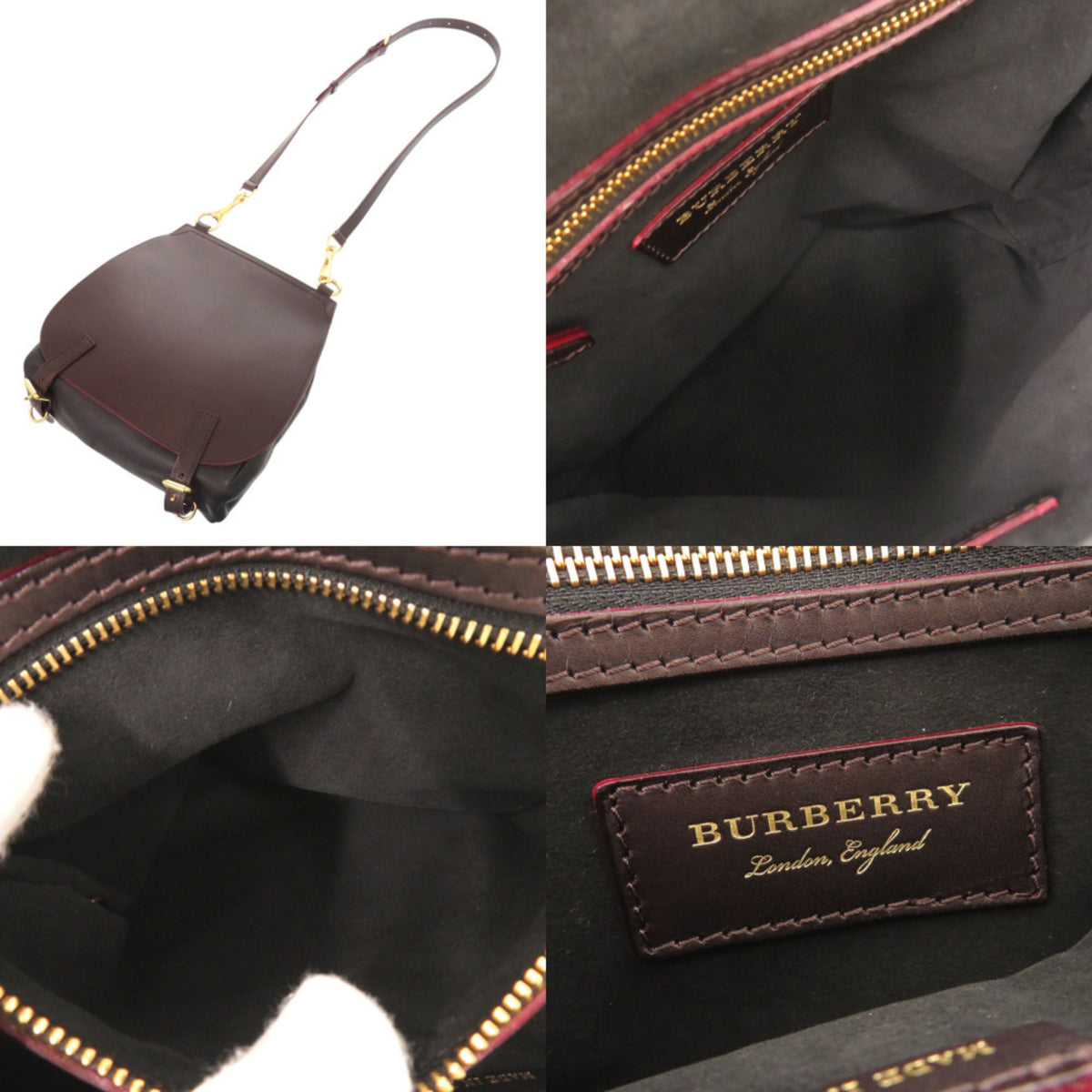 Burberry Black Dark Brown Leather Shoulder Bag (Pre-Owned)