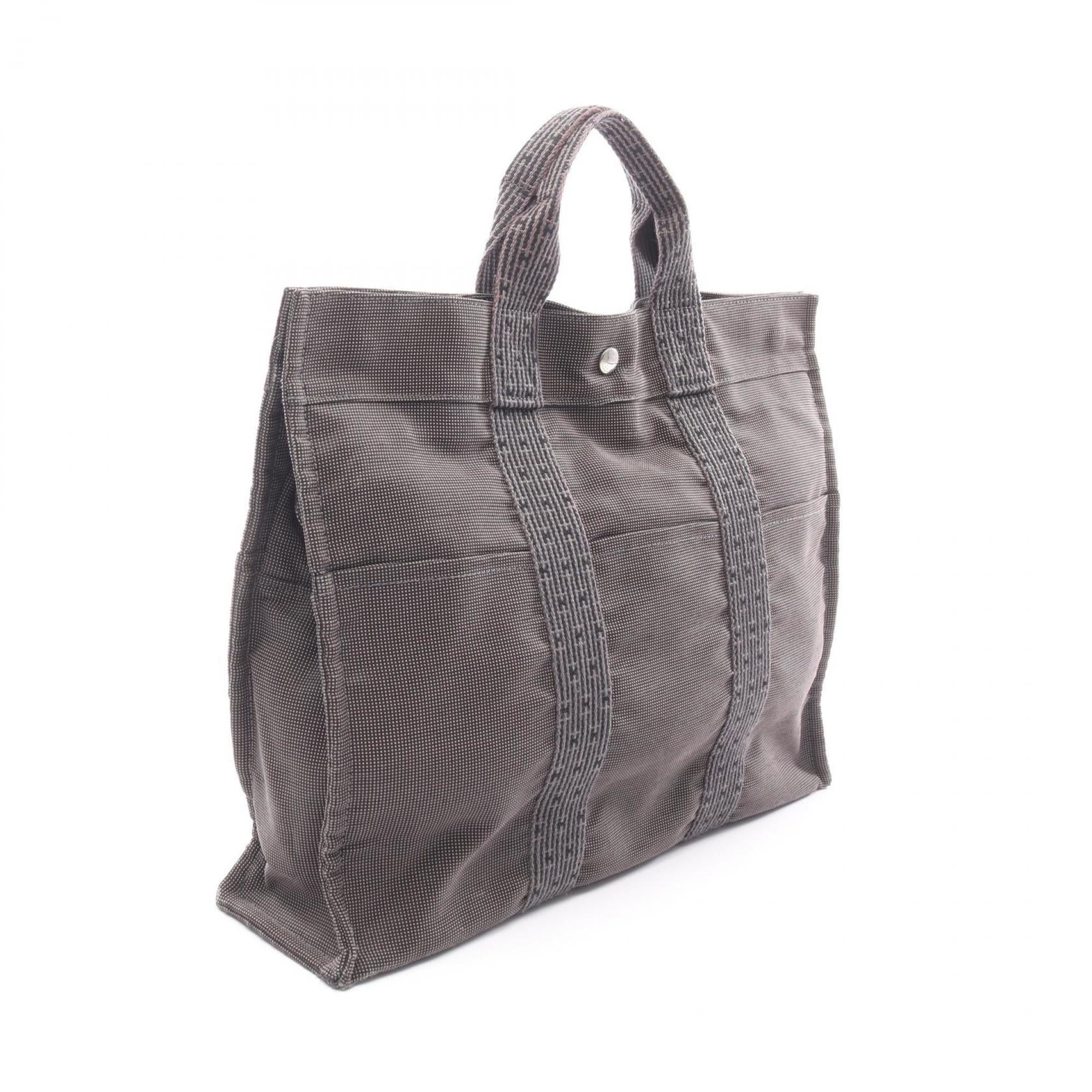 Hermes Gray Nylon Canvas Handbag Tote Bag (Pre-Owned)