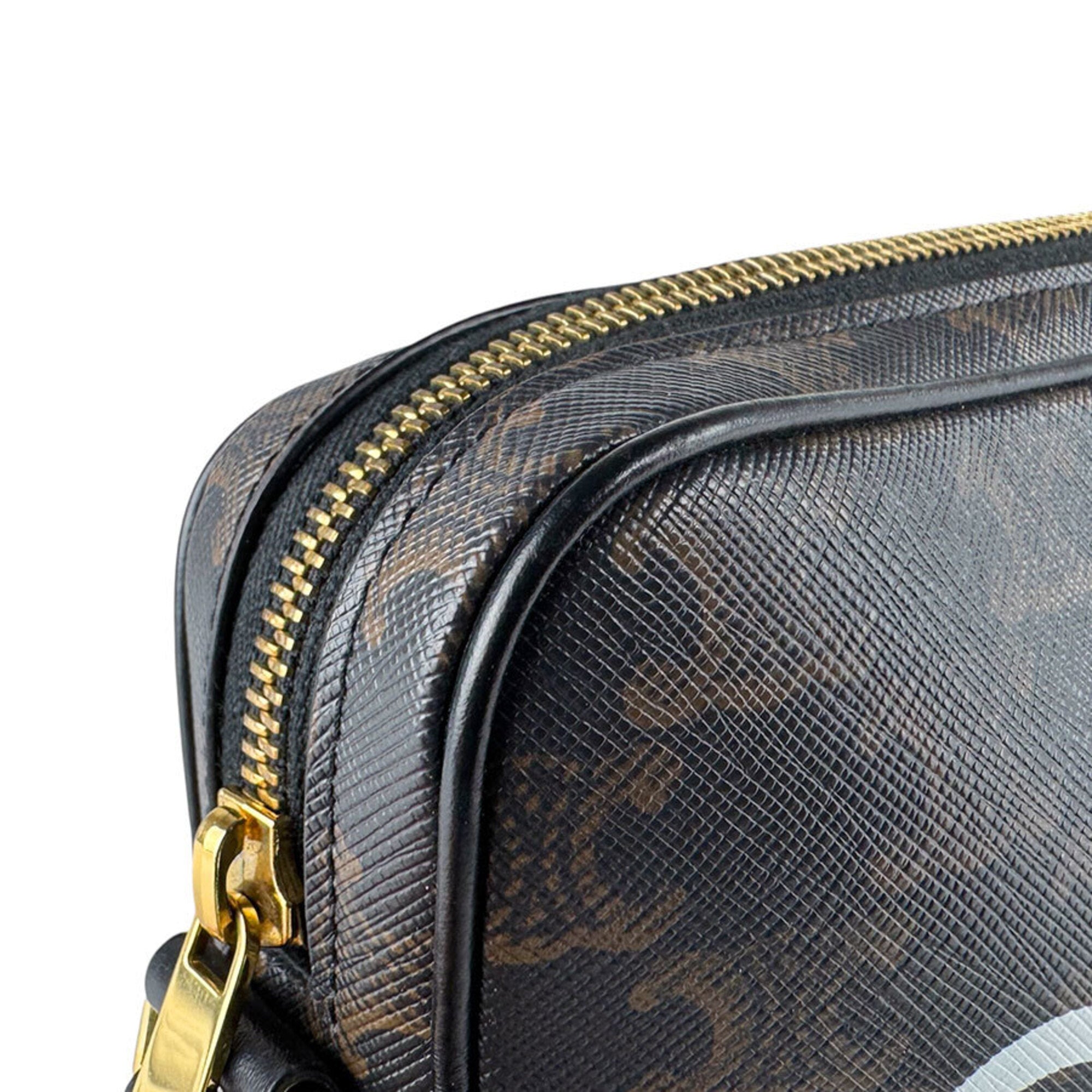 Celine Black Brown Coated Canvas Messenger Bag Shoulder Bag (Pre-Owned)