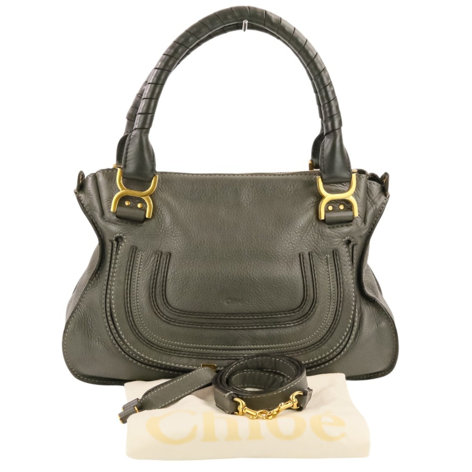Chloé Gray Leather Handbag Shoulder Bag (Pre-Owned)