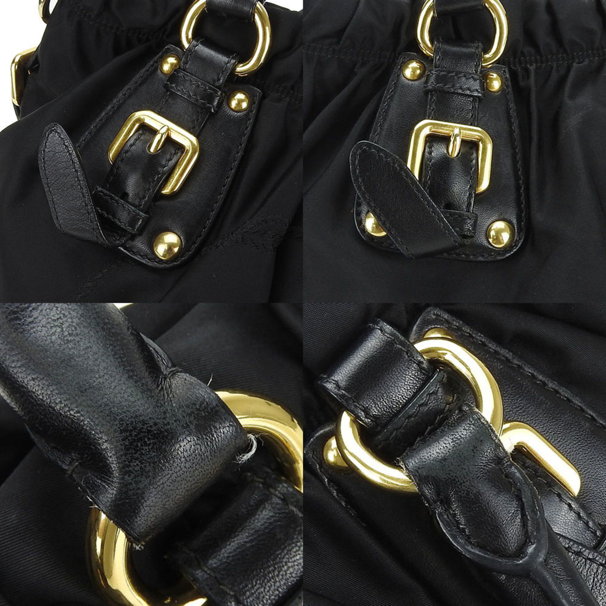 Prada Black Nylon Leather Handbag (Pre-Owned)