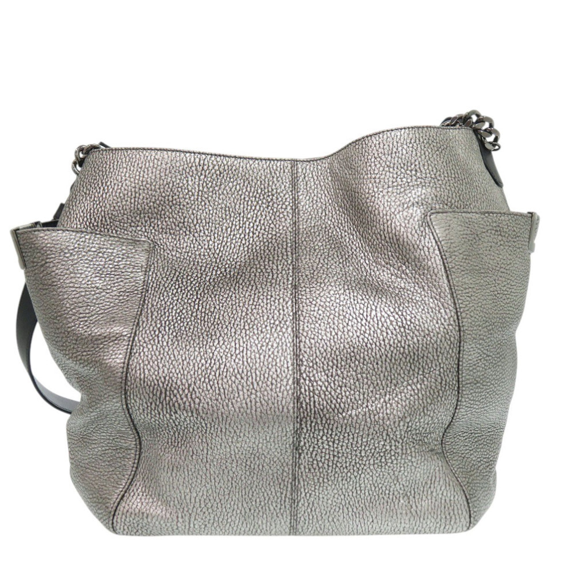 Jimmy Choo Black Silver Leather Shoulder Bag (Pre-Owned)