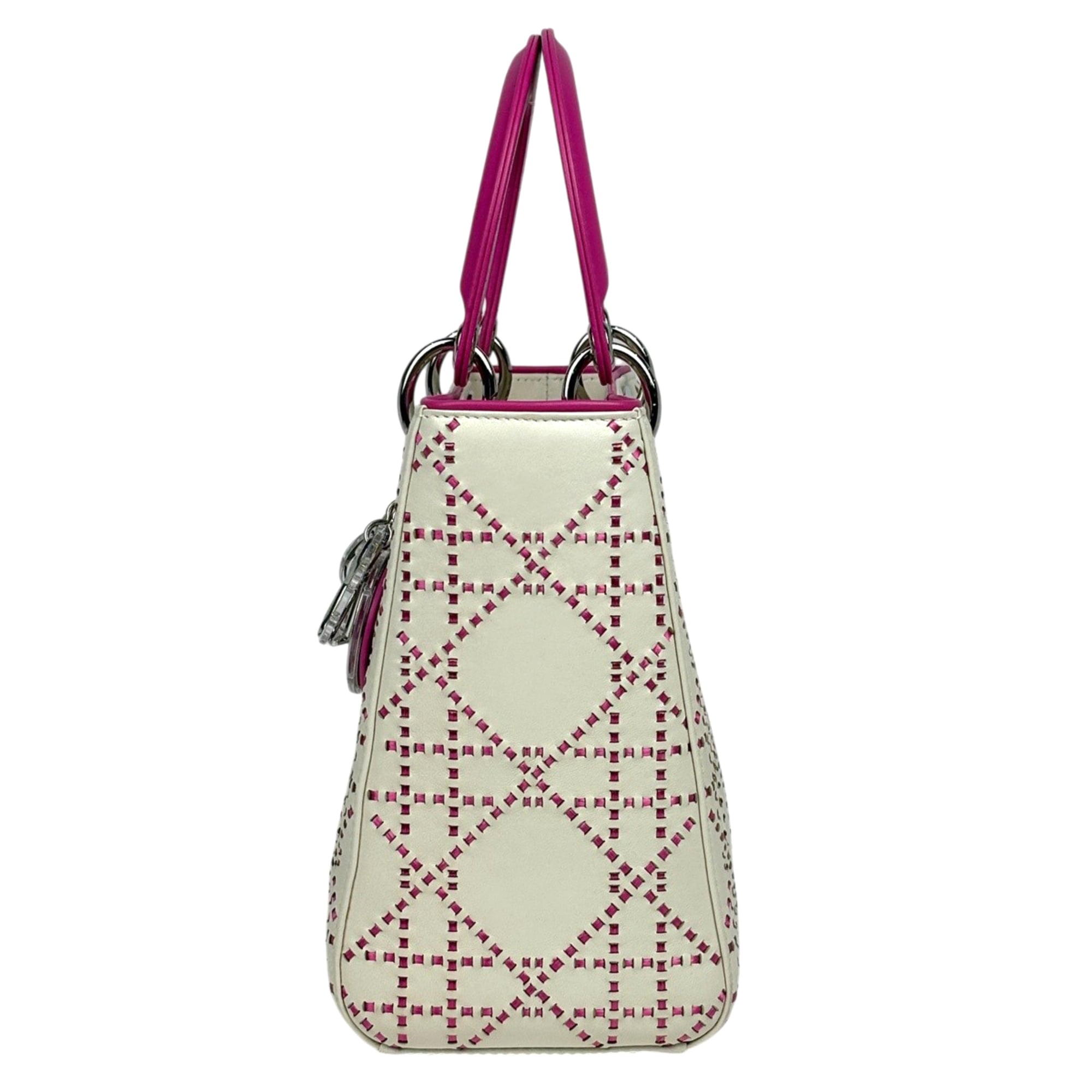 Christian Dior Pink White Leather Handbag (Pre-Owned)