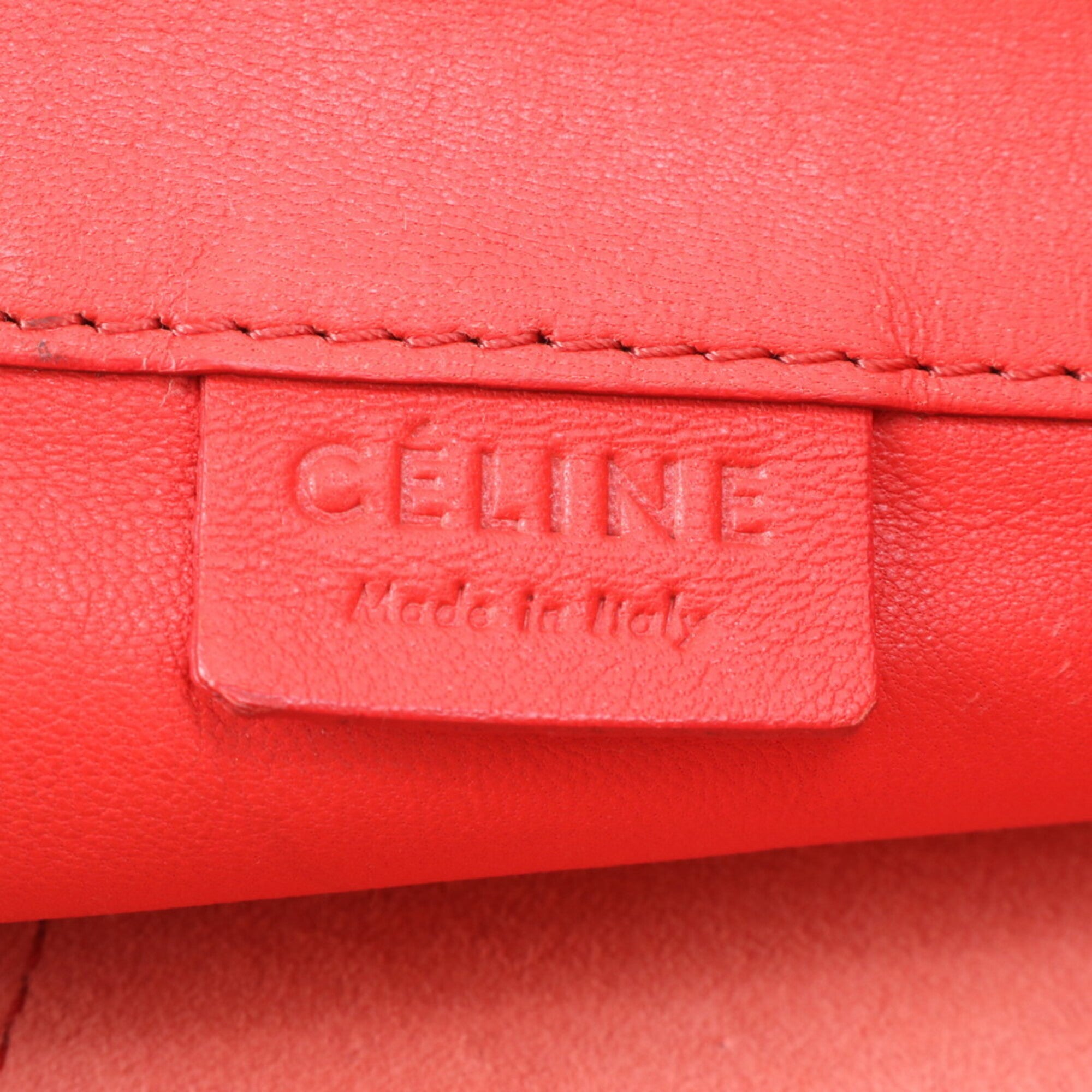 Celine Gold Red Color Leather Handbag Tote Bag (Pre-Owned)
