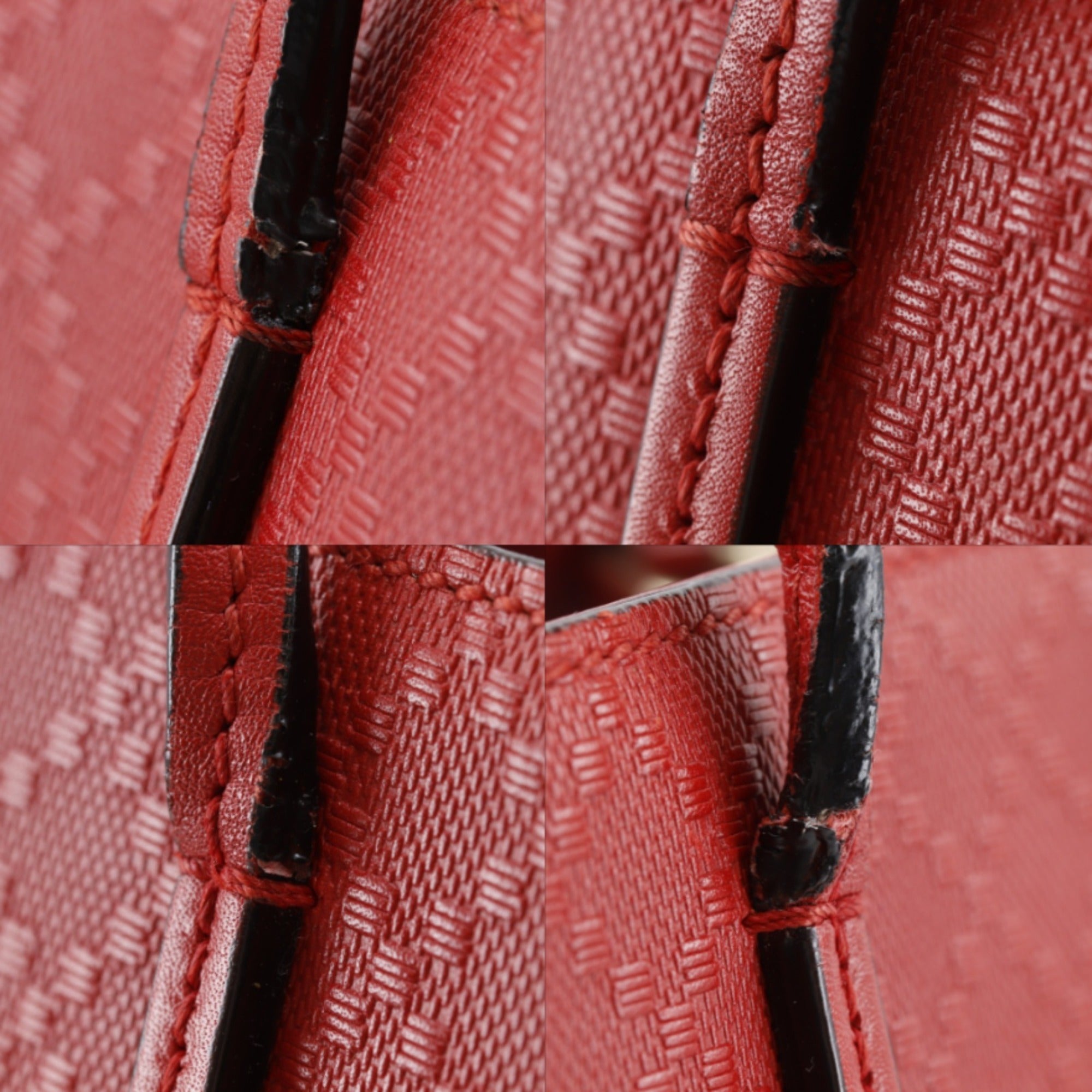 Gucci Red Color Leather Tote Bag (Pre-Owned)