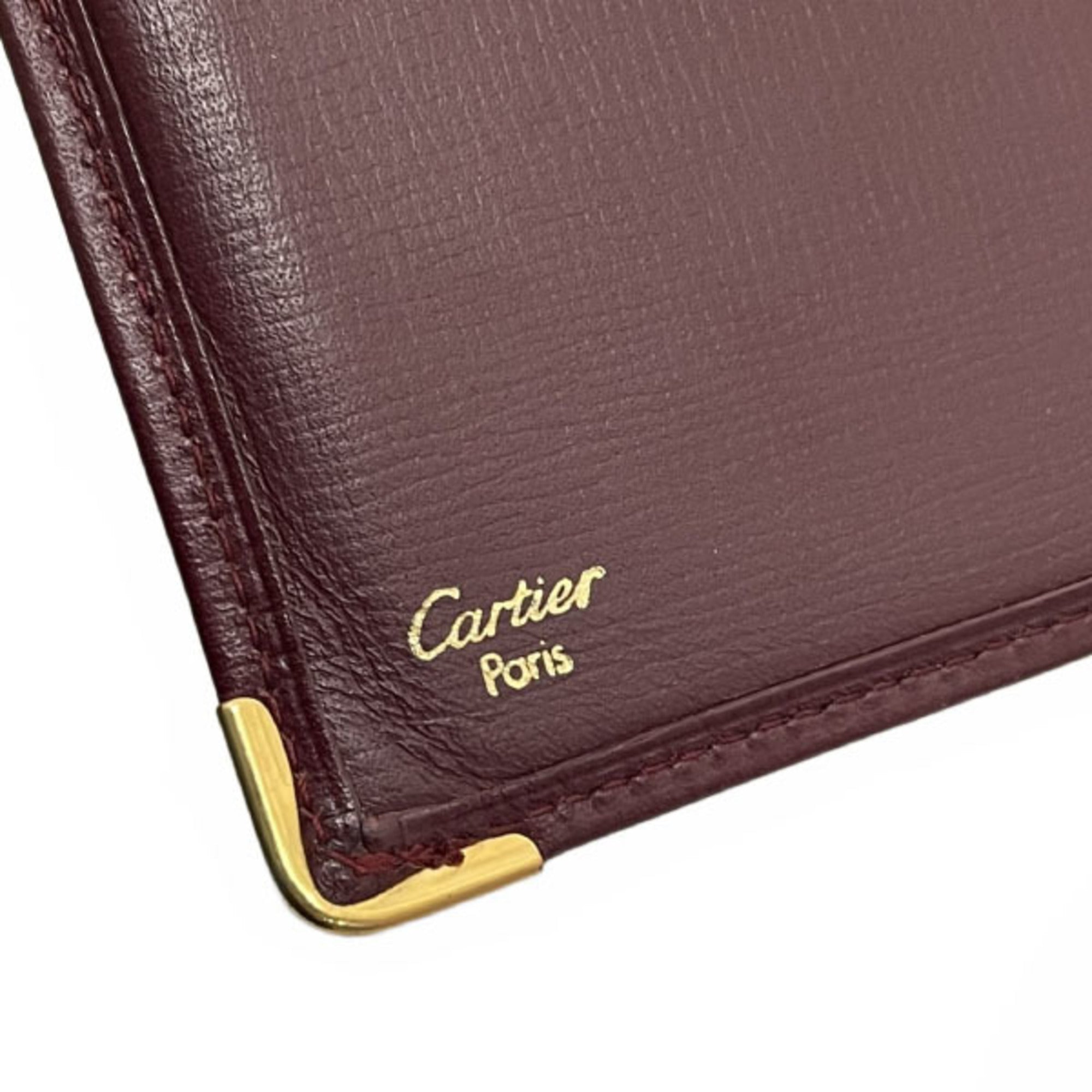 Cartier Must Bordeaux Leather Long Bill Wallet (Bi-Fold) (Pre-Owned)