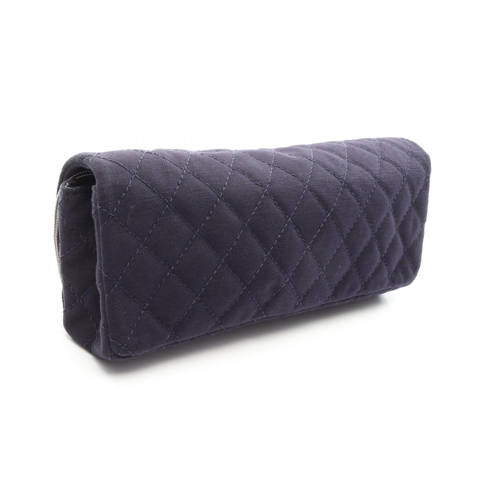 Chanel Navy Fabric Handbag Shoulder Bag (Pre-Owned)
