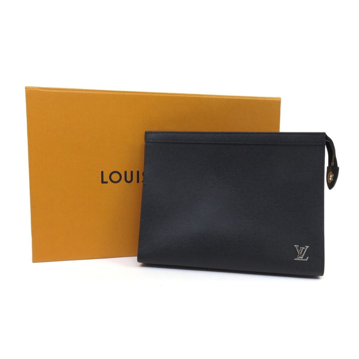 Louis Vuitton Black Taiga Leather Clutch Bag Pochette (Pre-Owned)