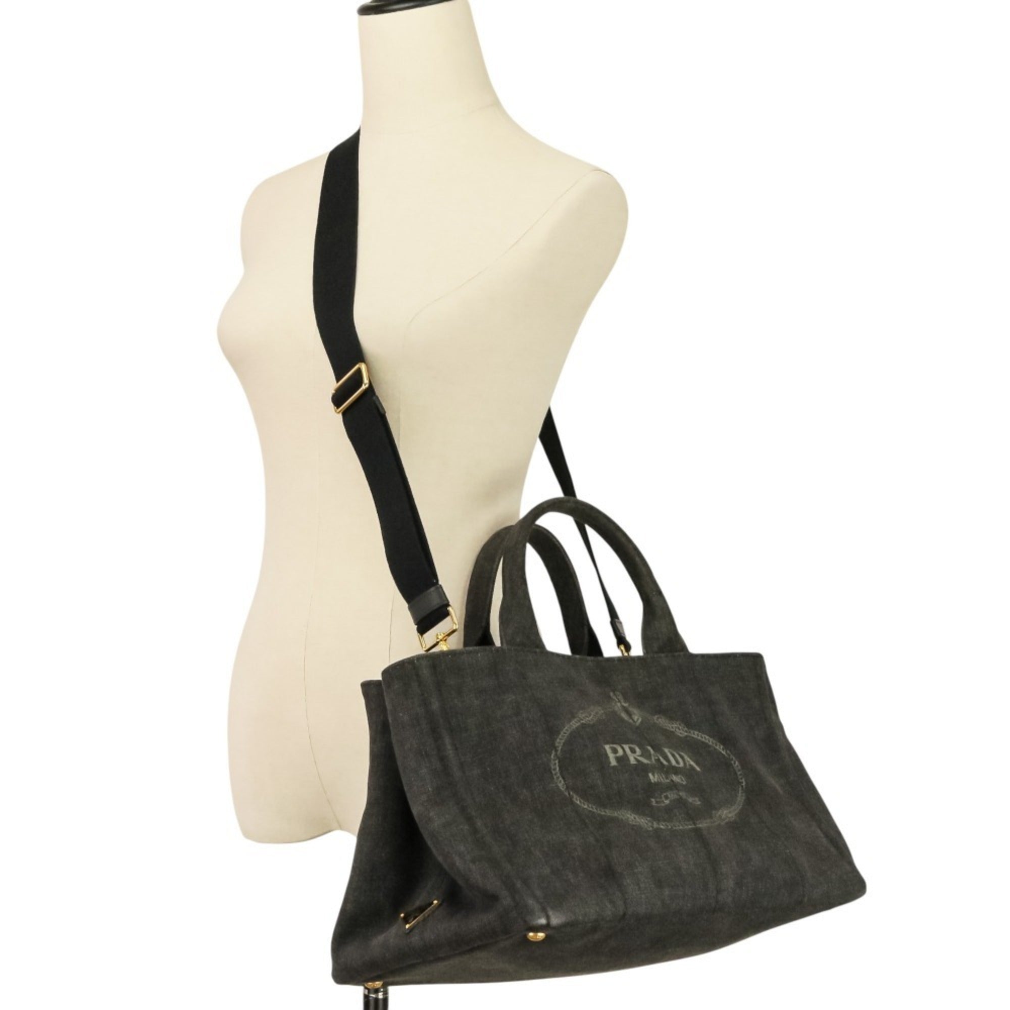 Prada Black Canapa Tote Bag (Pre-Owned)