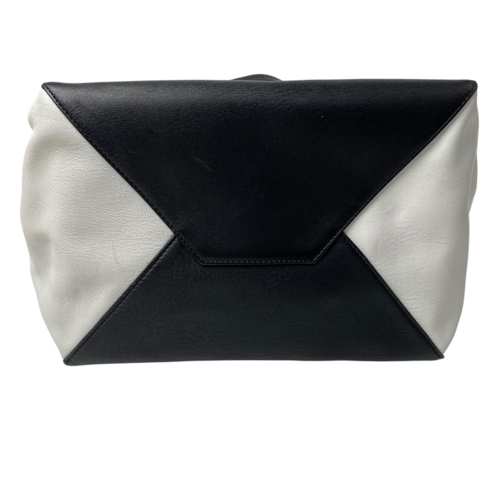 Celine Black White Leather Pouch Tote Bag (Pre-Owned)