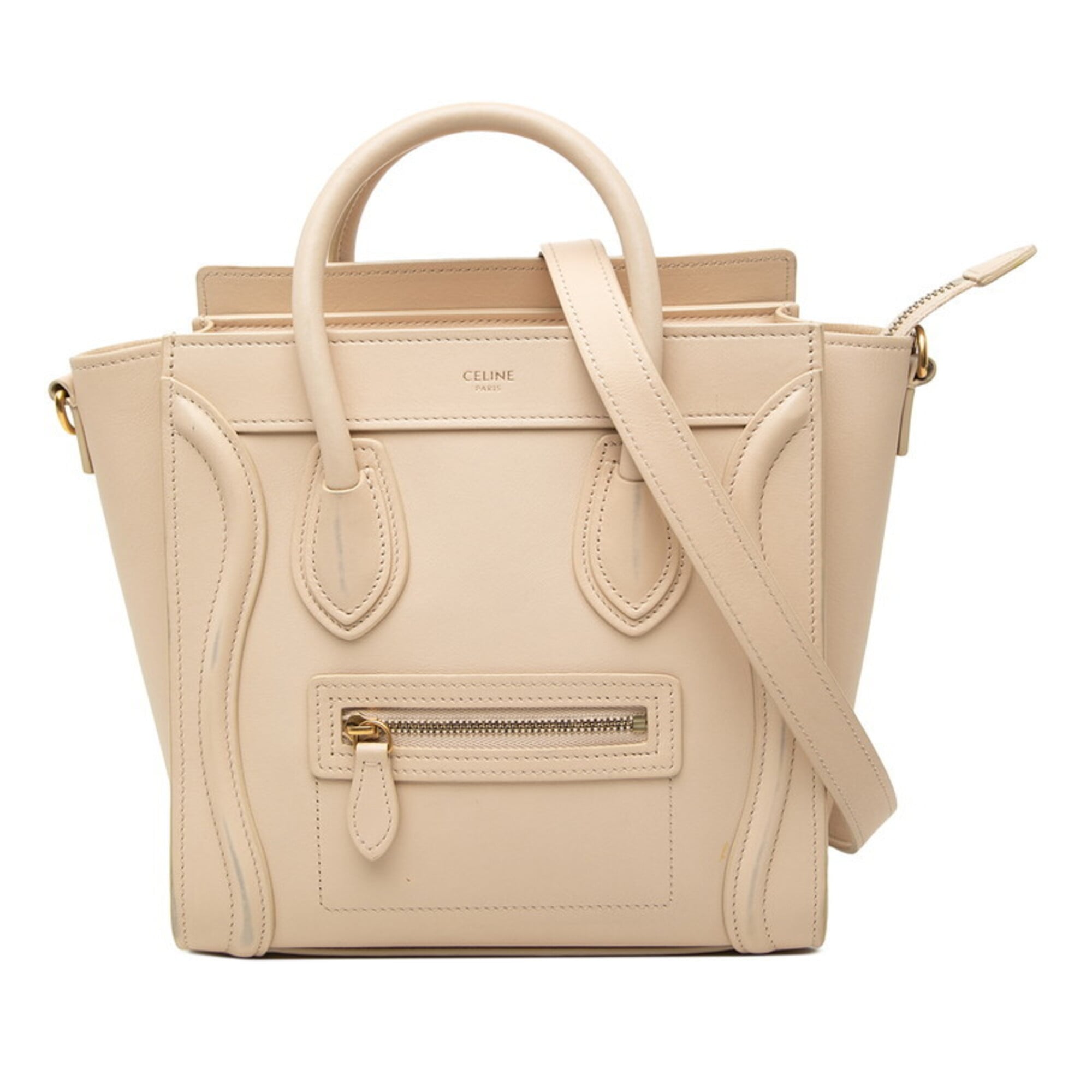 Celine Luggage Beige Leather Handbag Shoulder Bag (Pre-Owned)