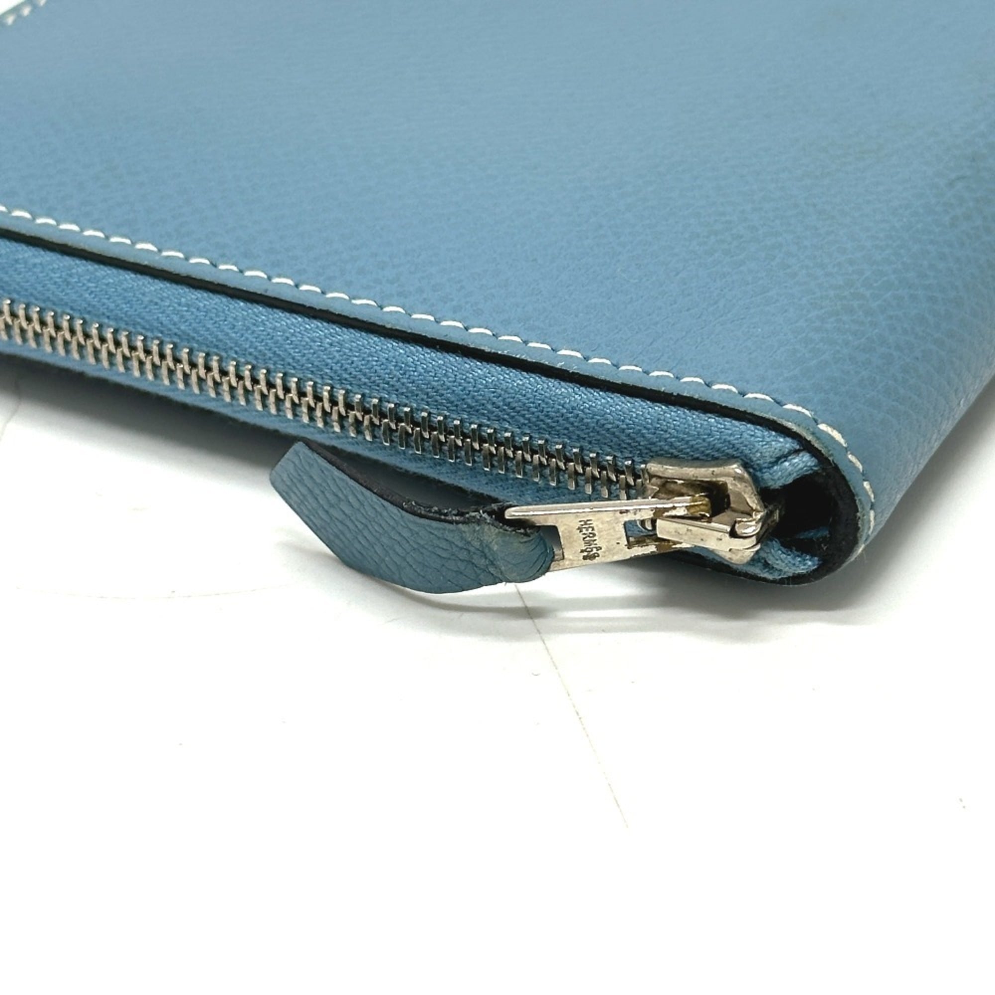 Hermes Blue Jean Epsom Leather Long Wallet (Bi-Fold) (Pre-Owned)