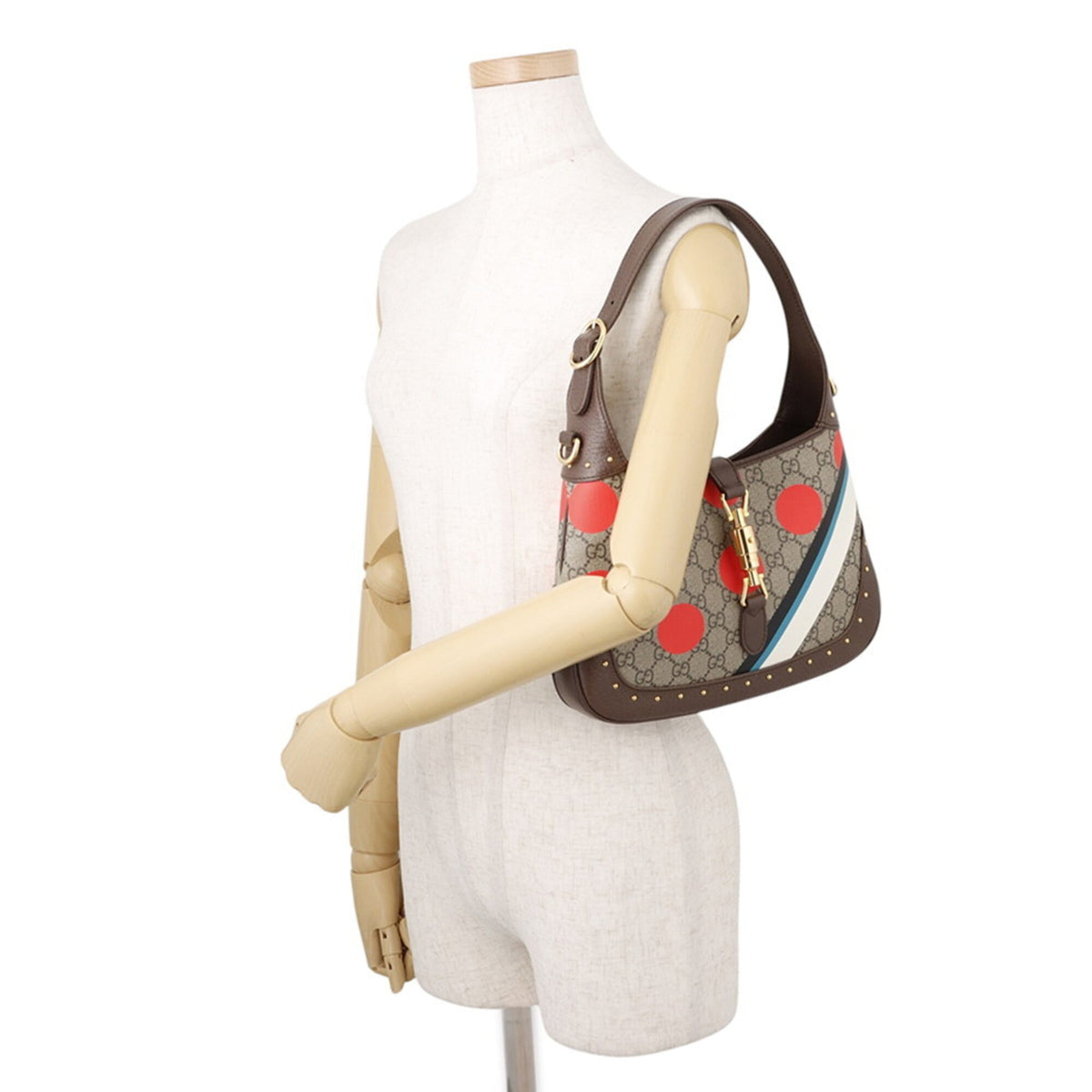 Gucci Beige Multi-Color Gg Supreme Leather Shoulder Bag (Pre-Owned)