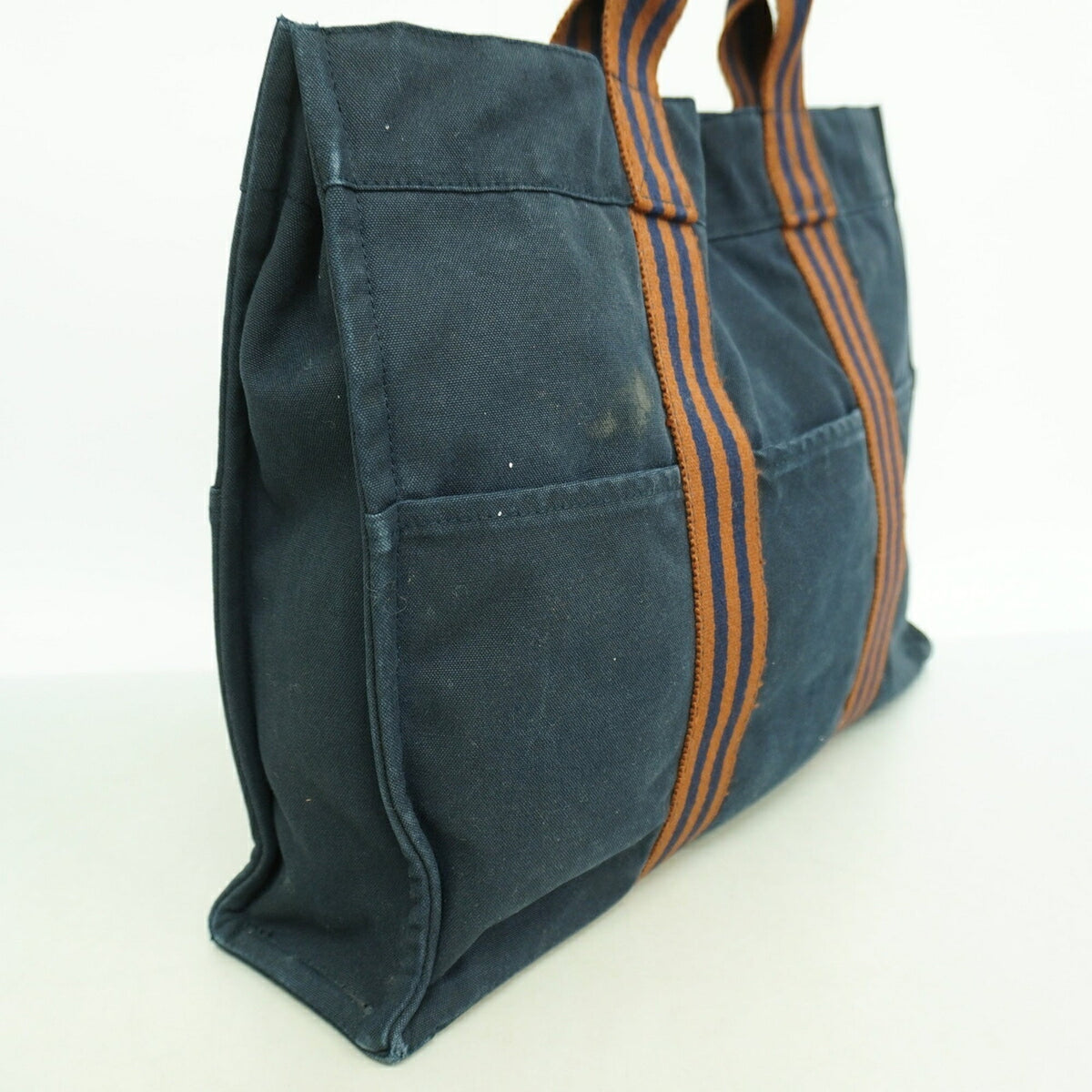 Hermes Navy Canvas Tote Bag (Pre-Owned)