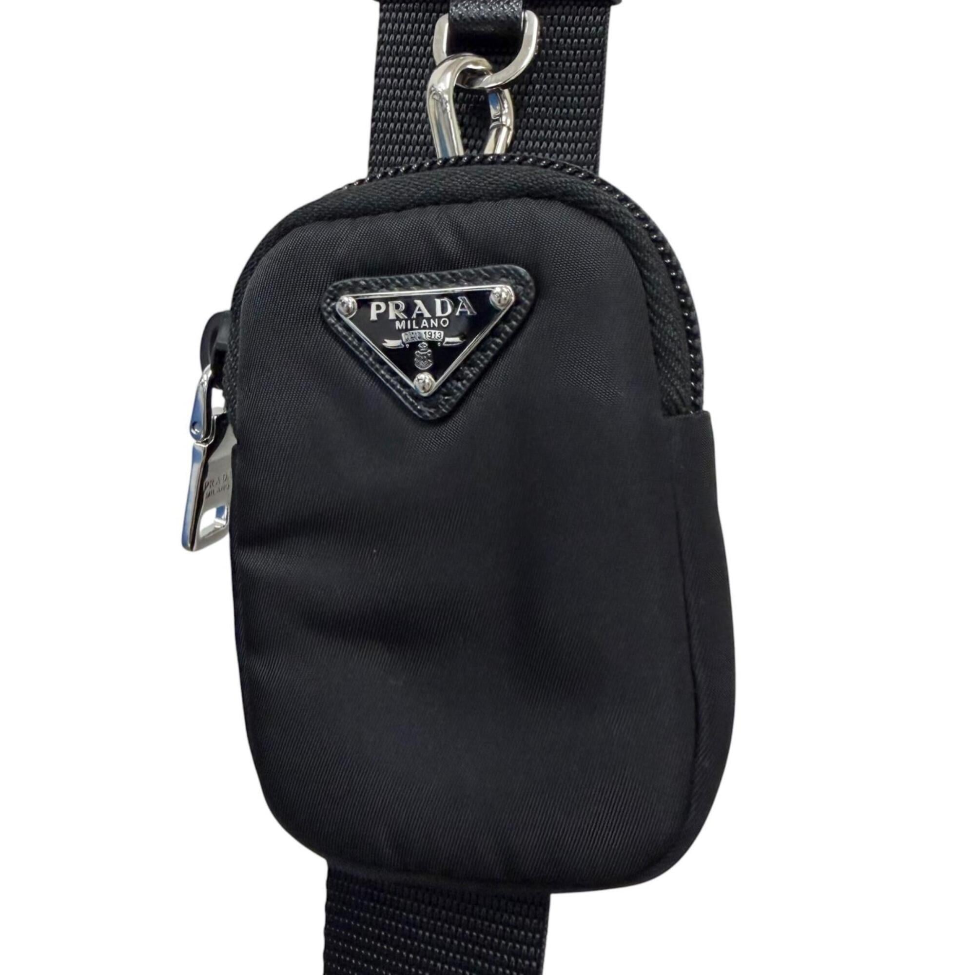 Prada Black Nylon Leather Pouch Shoulder Bag (Pre-Owned)