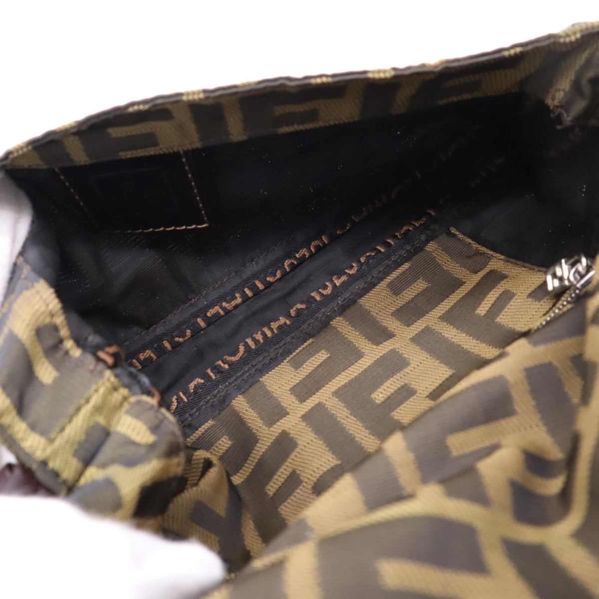 Fendi Zucca Brown Canvas Leather Shoulder Bag (Pre-Owned)