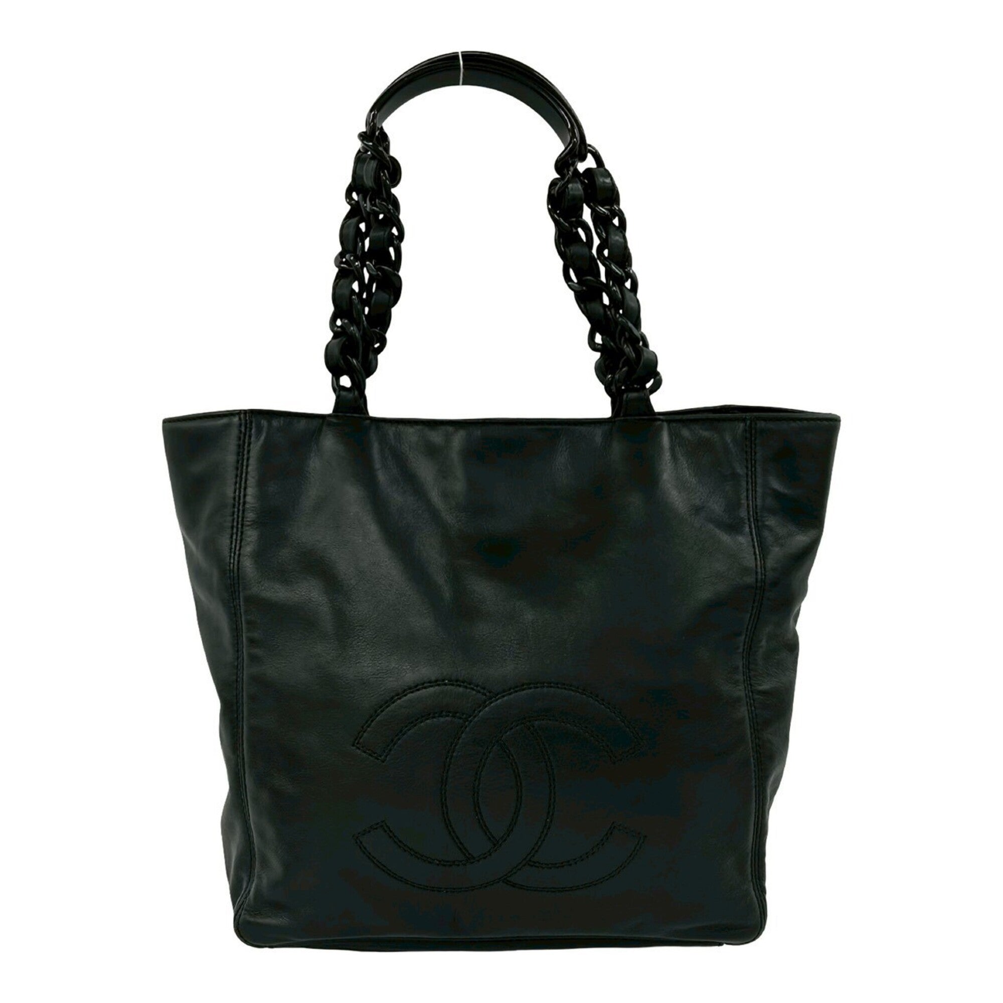 Chanel Black Leather Plastic Handbag (Pre-Owned)