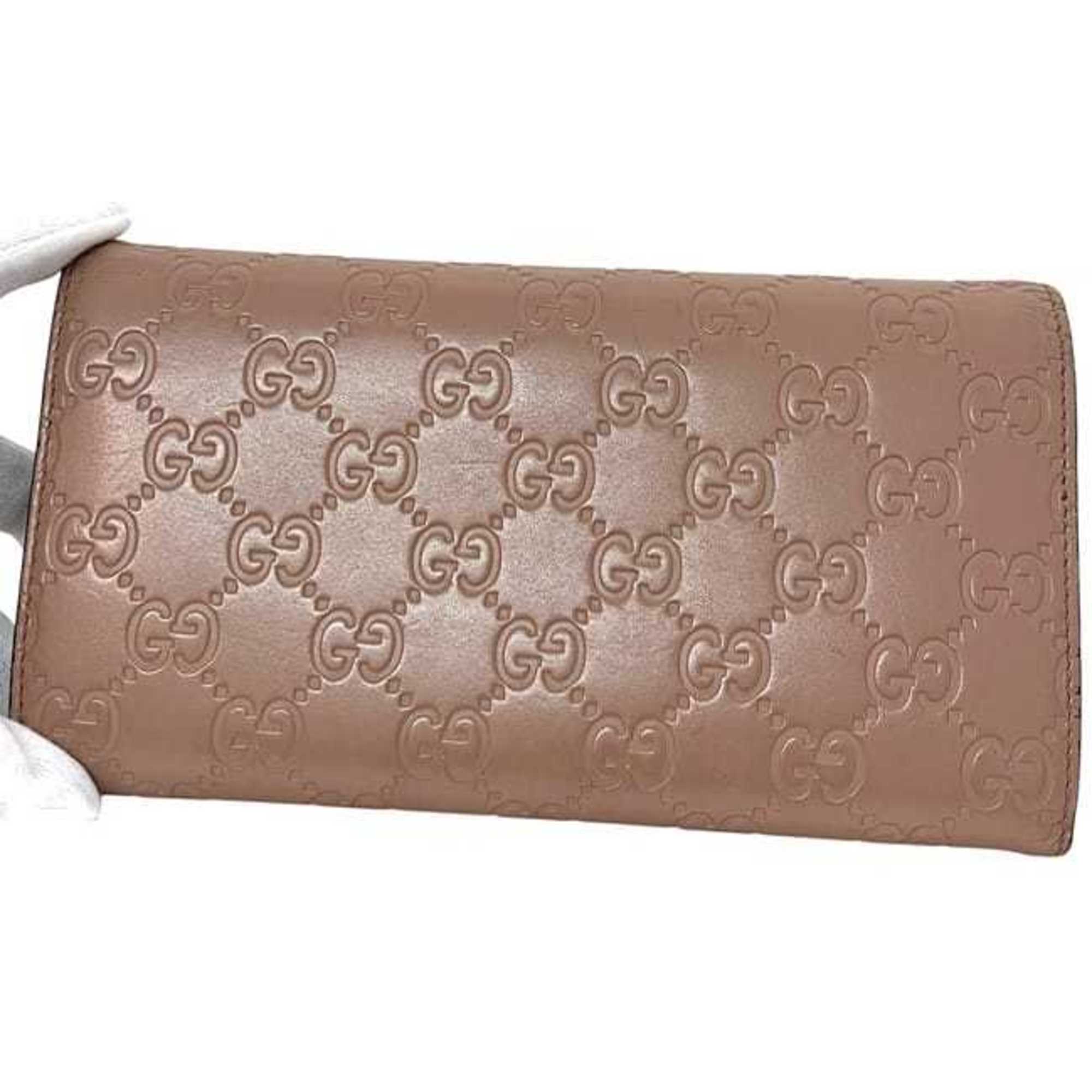 Gucci Beige Pink Leather Long Wallet (Bi-Fold) (Pre-Owned)