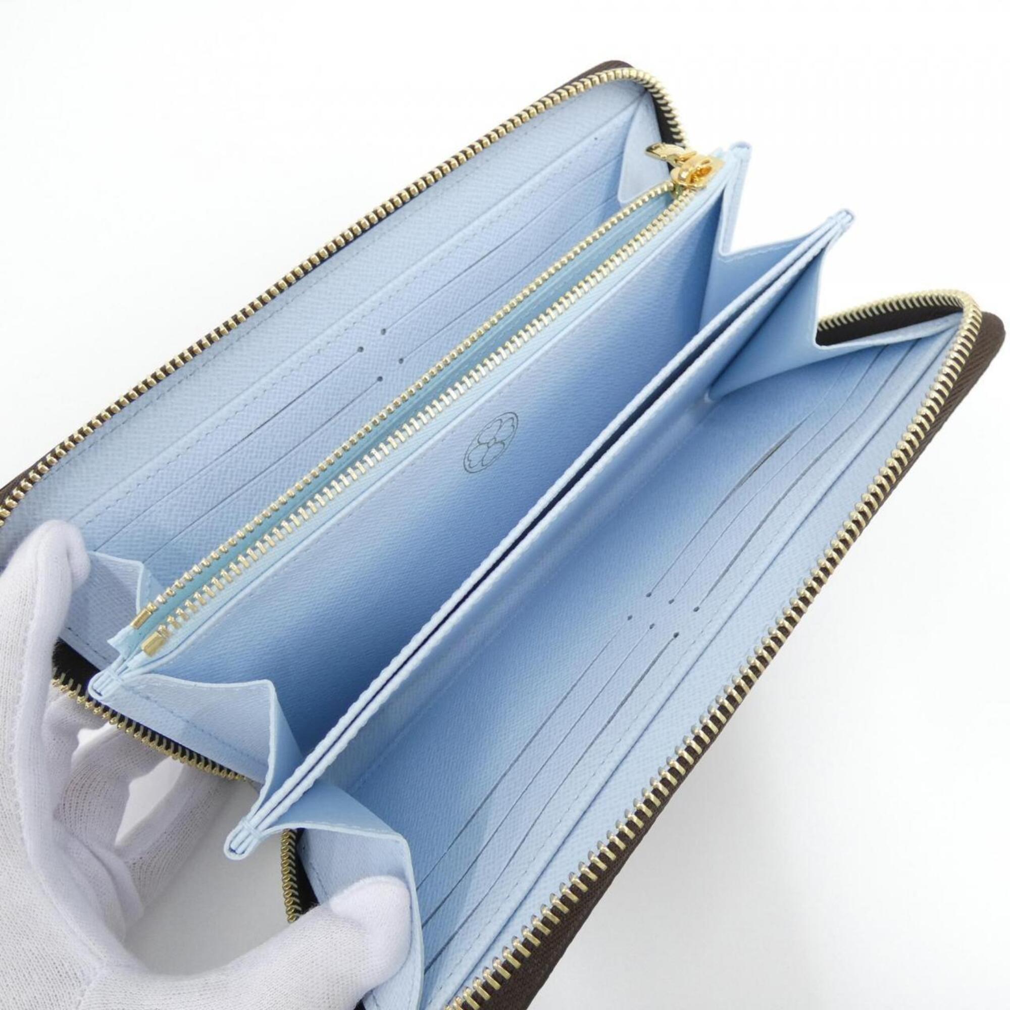 Louis Vuitton Marron Sky Blue Coated Canvas Long Wallet (Bi-Fold) (Pre-Owned)