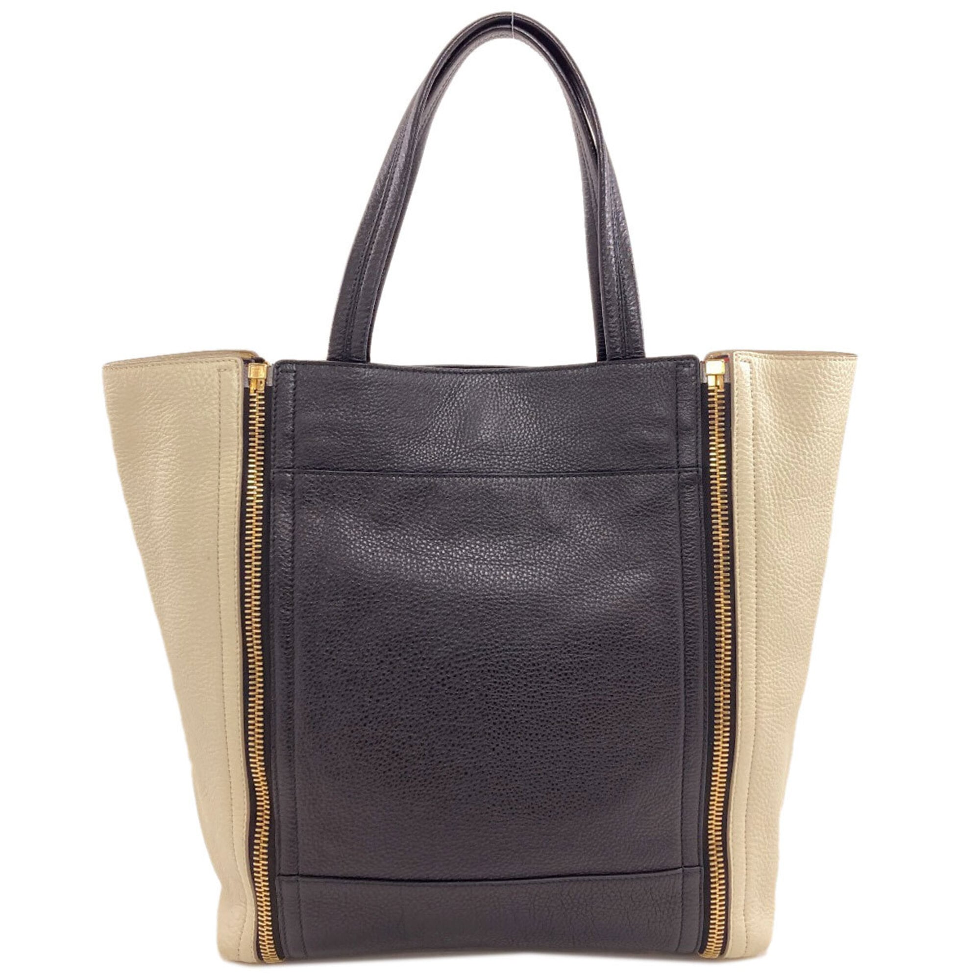Salvatore Ferragamo Gancini Black White Leather Handbag (Pre-Owned)