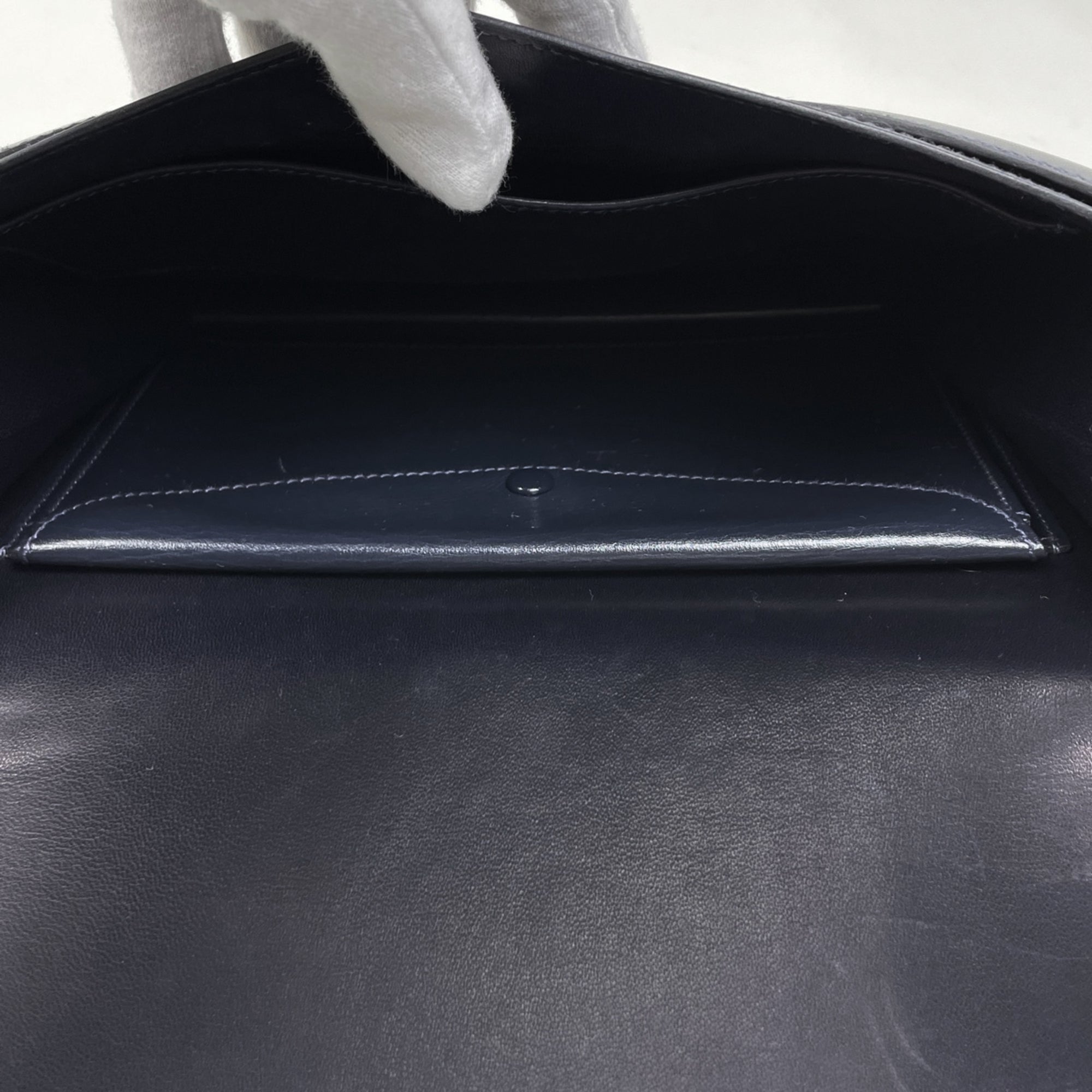 Hermes Navy Box Calf Leather Clutch Bag (Pre-Owned)