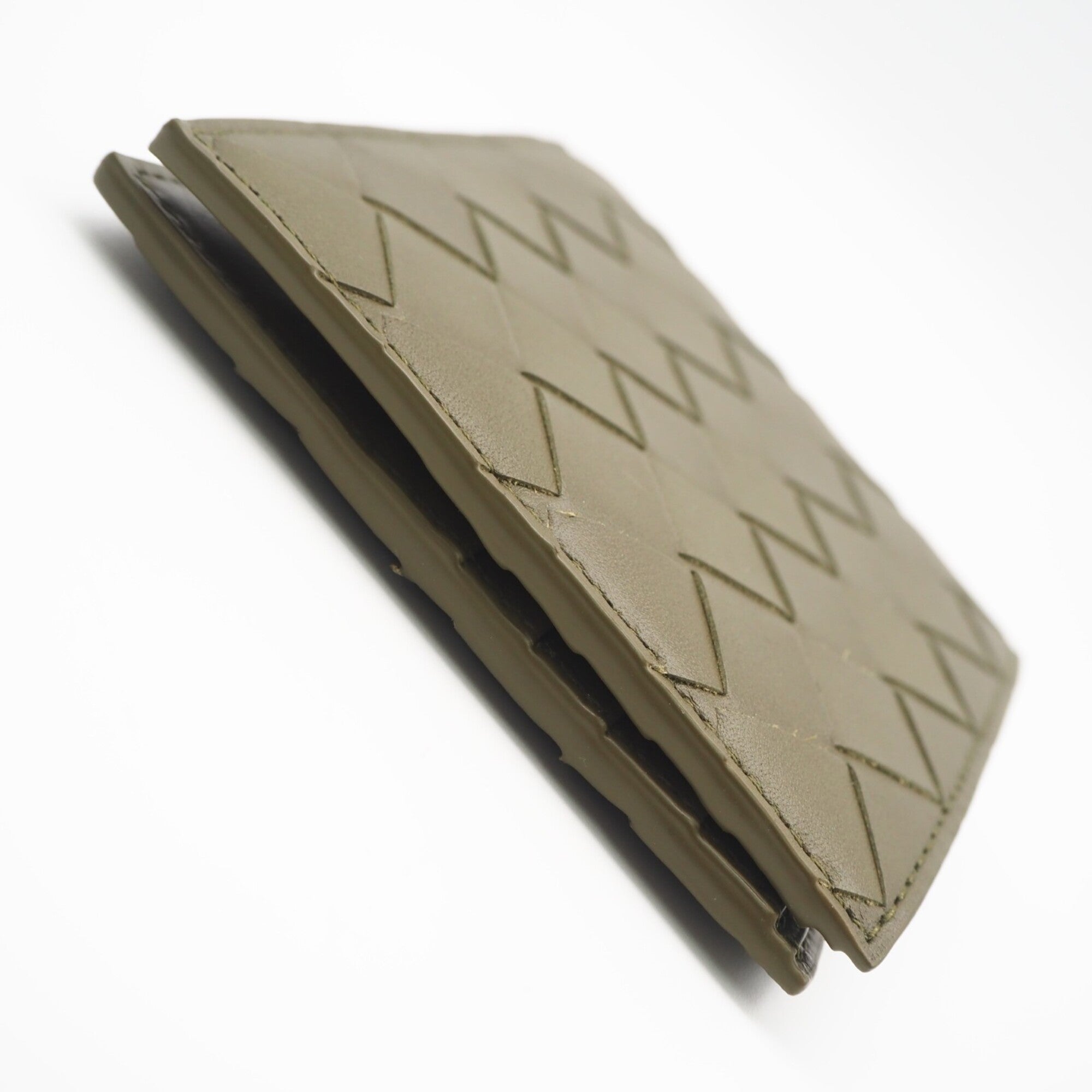 Bottega Veneta Intrecciato Khaki Leather Wallet (Bi-Fold) (Pre-Owned)
