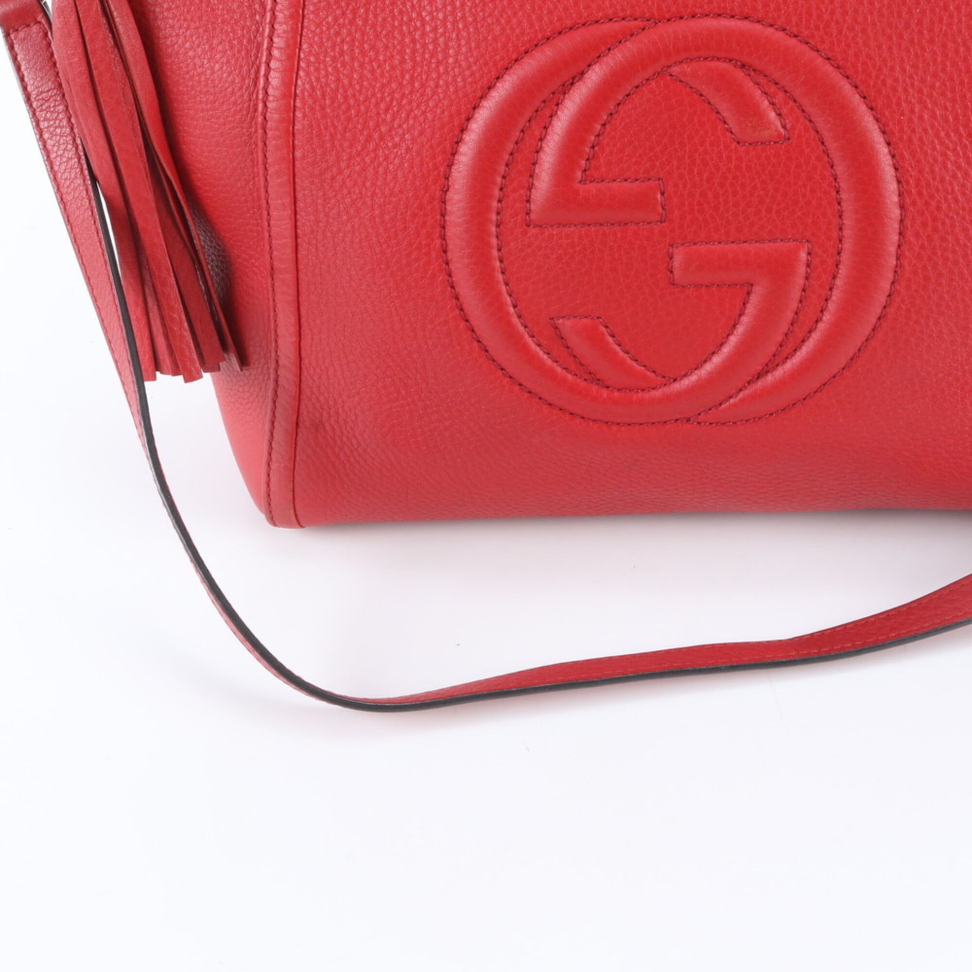Gucci Red Color Leather Handbag Shoulder Bag Tote Bag (Pre-Owned)