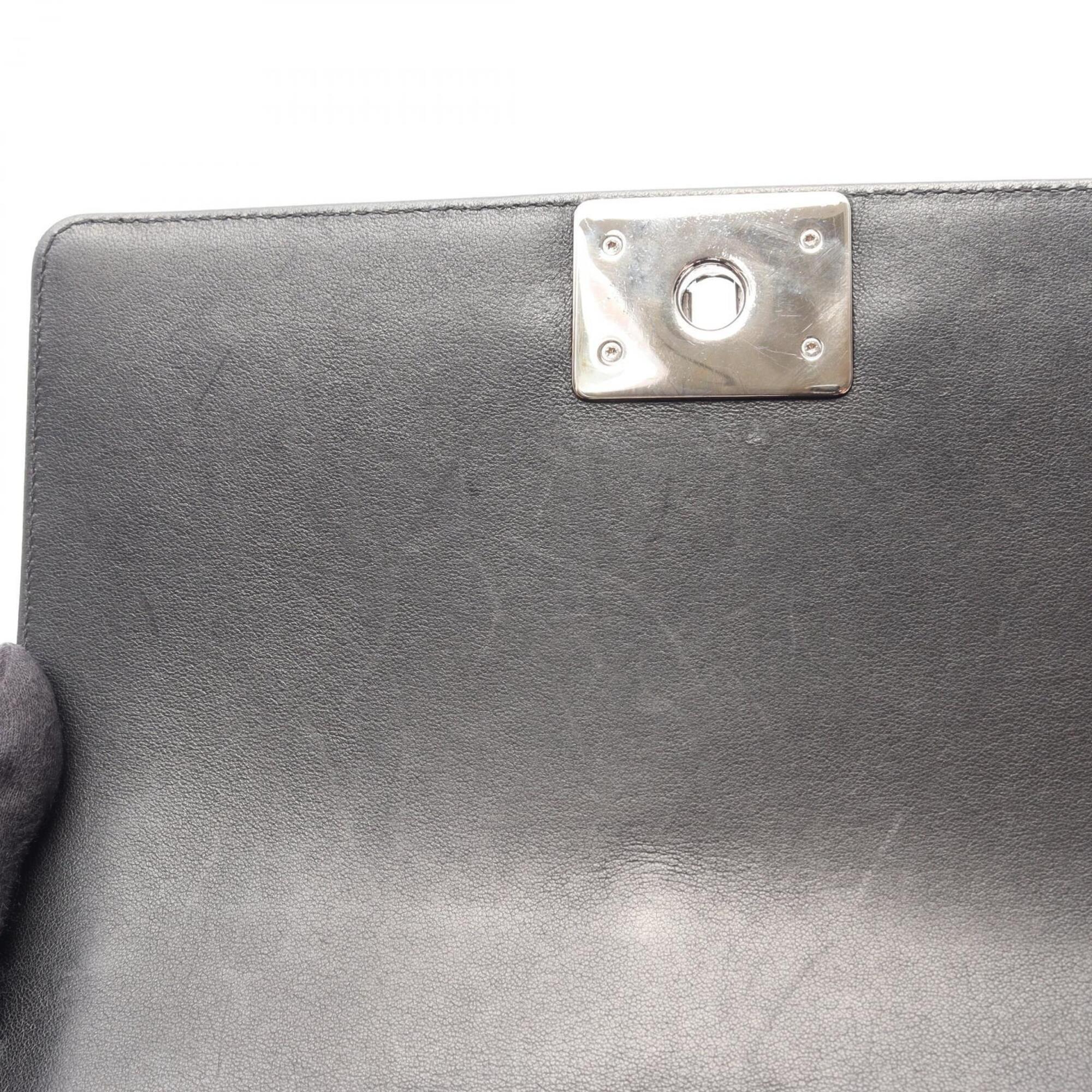 Chanel Black Leather Handbag Shoulder Bag (Pre-Owned)