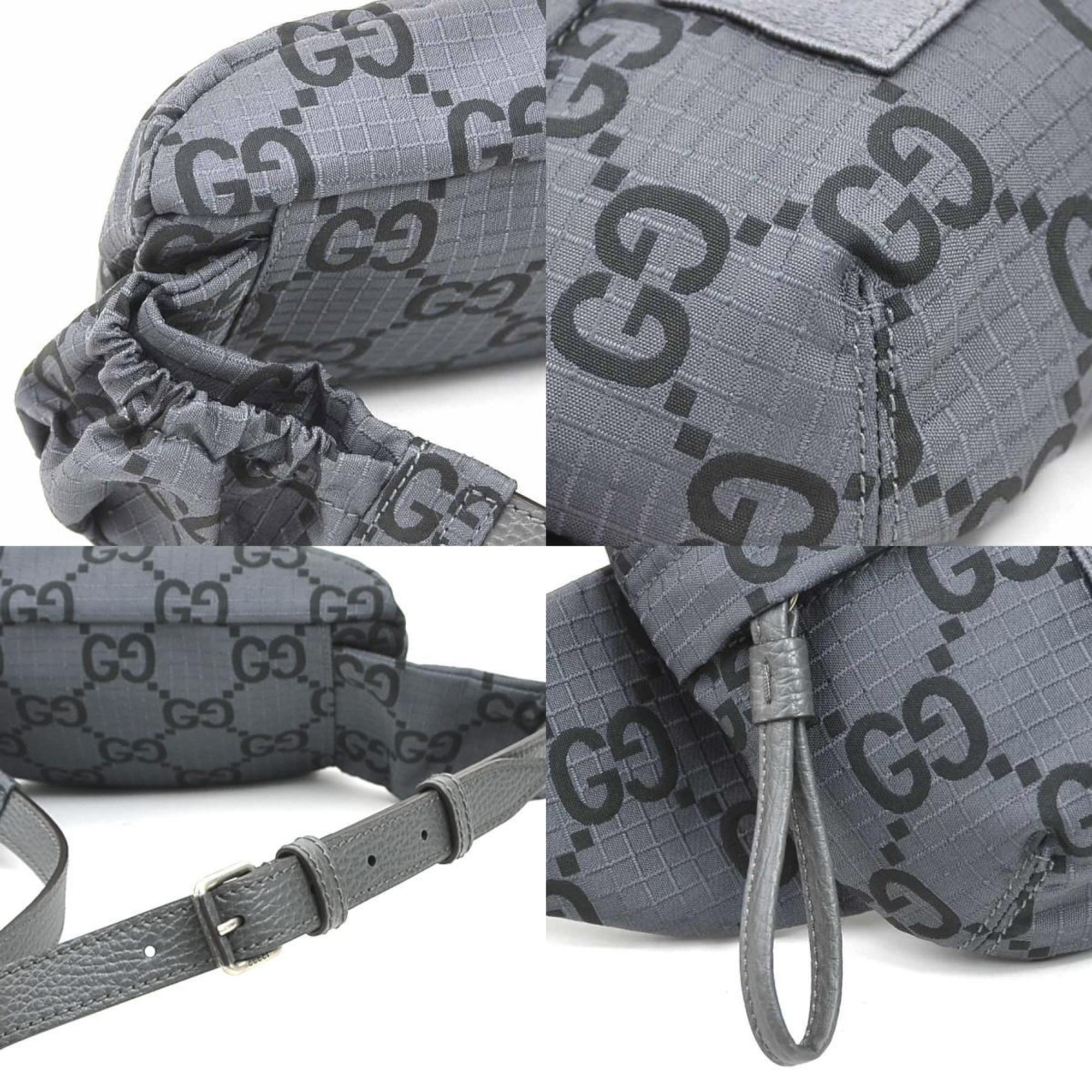 Gucci Black Gray Nylon Leather Fanny Pack Sling Bag (Pre-Owned)
