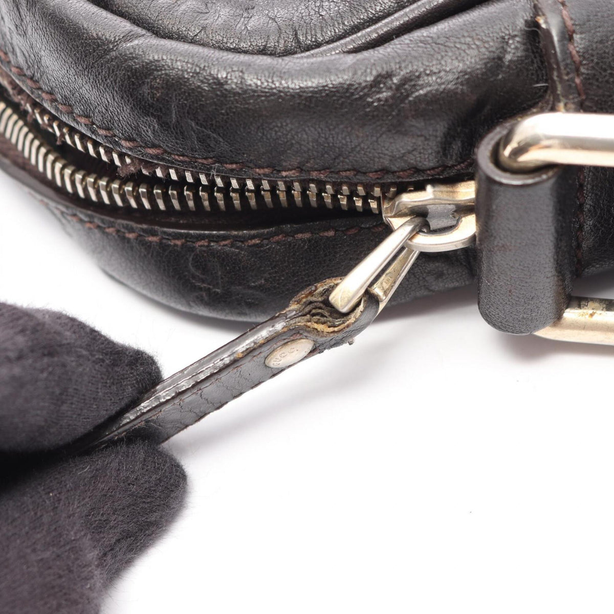 Gucci Brown Leather Handbag Shoulder Bag (Pre-Owned)