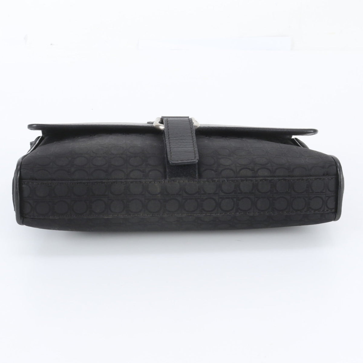 Salvatore Ferragamo Black Leather Nylon Clutch Bag Pouch (Pre-Owned)