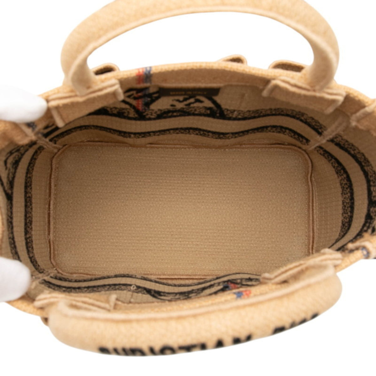 Christian Dior Beige Multi-Color Canvas Handbag Tote Bag (Pre-Owned)