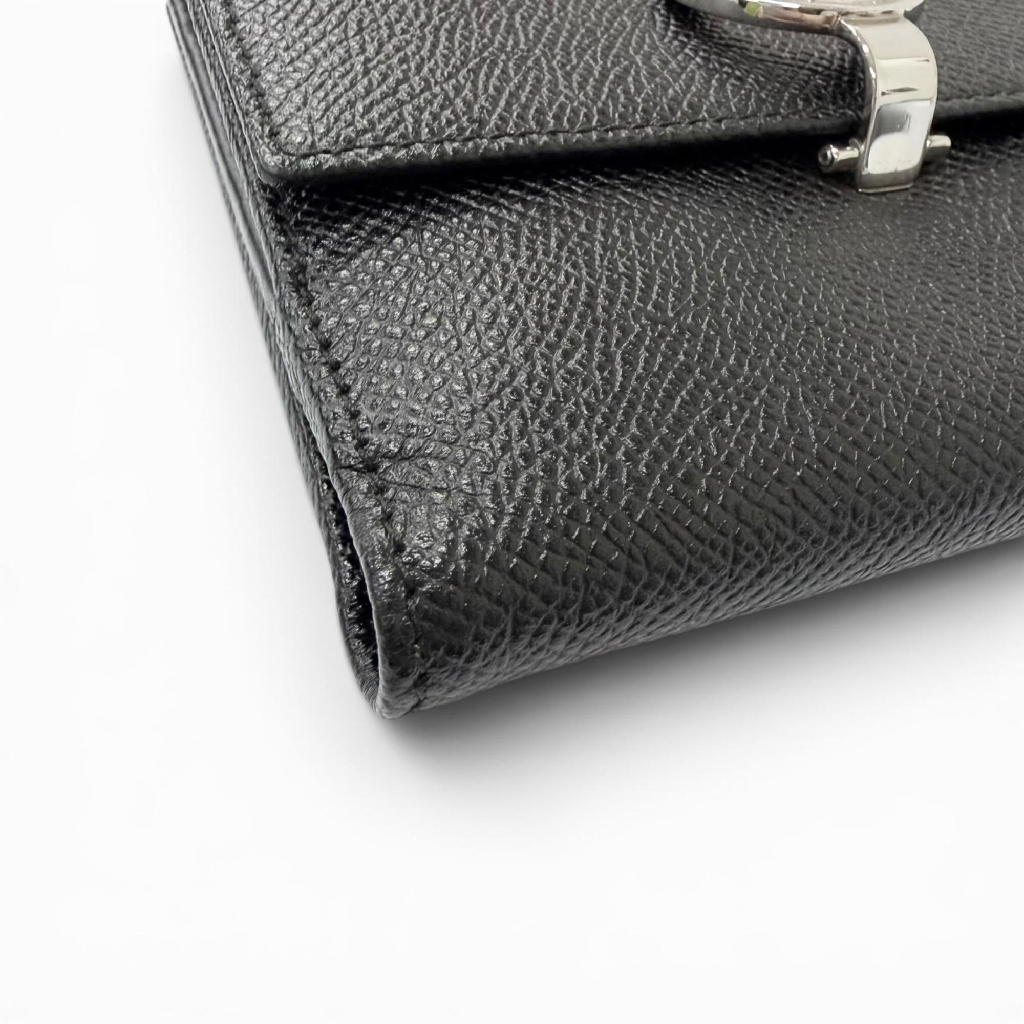 Bvlgari Silver Black Leather Wallet (Bi-Fold) (Pre-Owned)