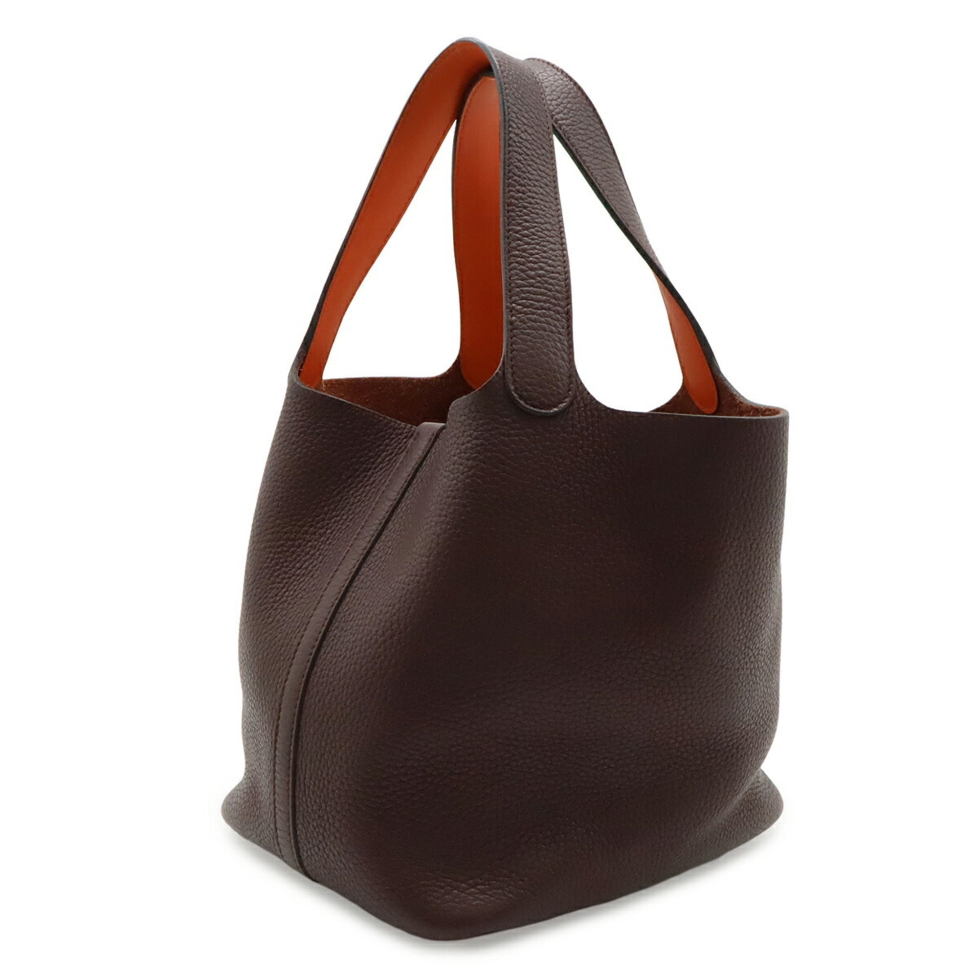 Hermes Orange Rouge H Taurillon Clemence Leather Handbag (Pre-Owned)