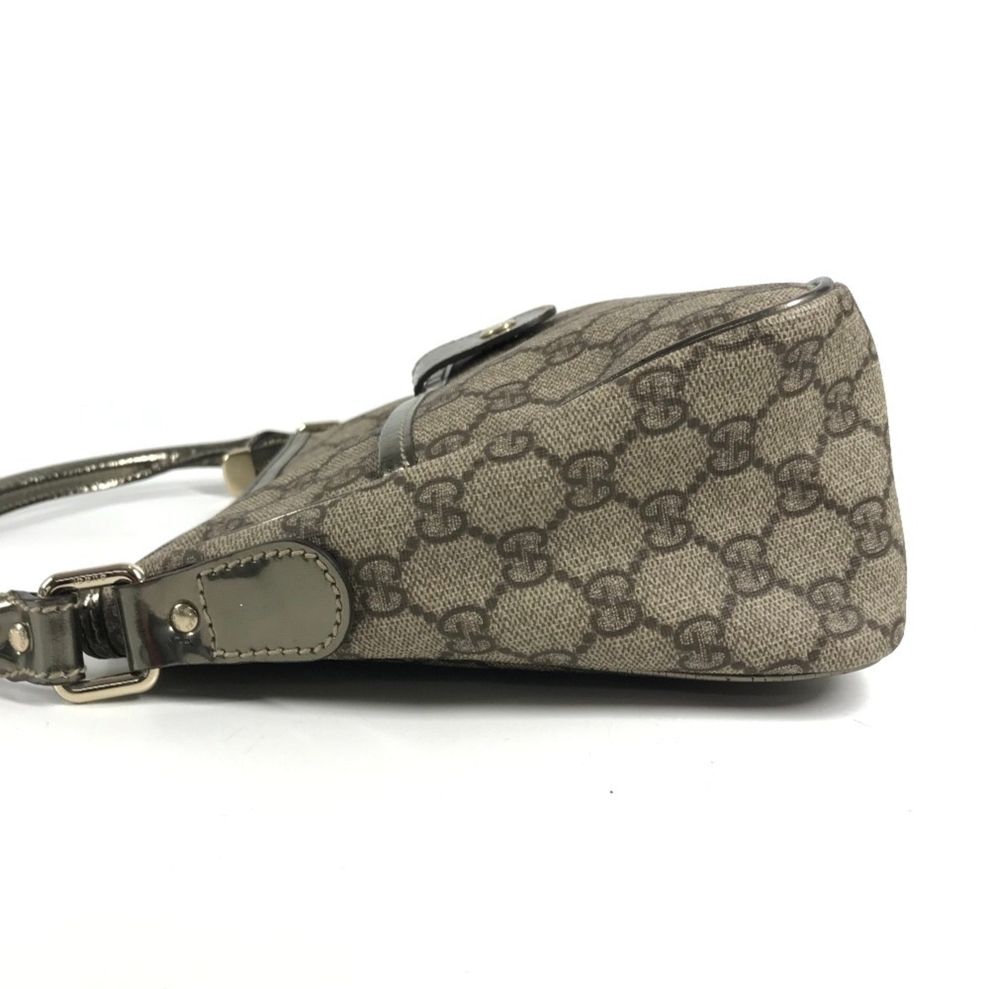 Gucci Beige Metallic Gg Supreme Leather Handbag Shoulder Bag (Pre-Owned)